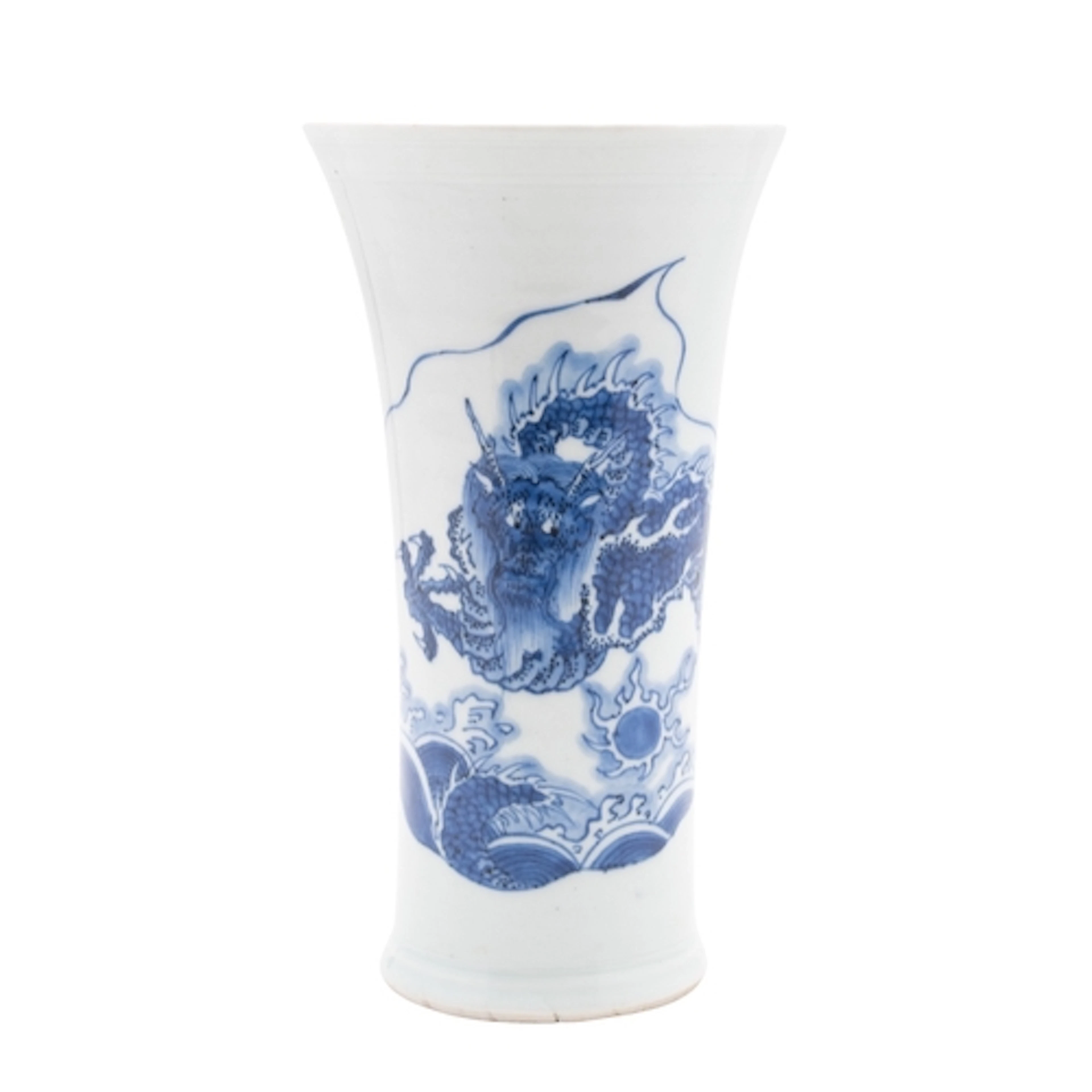 A Chinese blue and white Gu vase, Transitional the flared r...