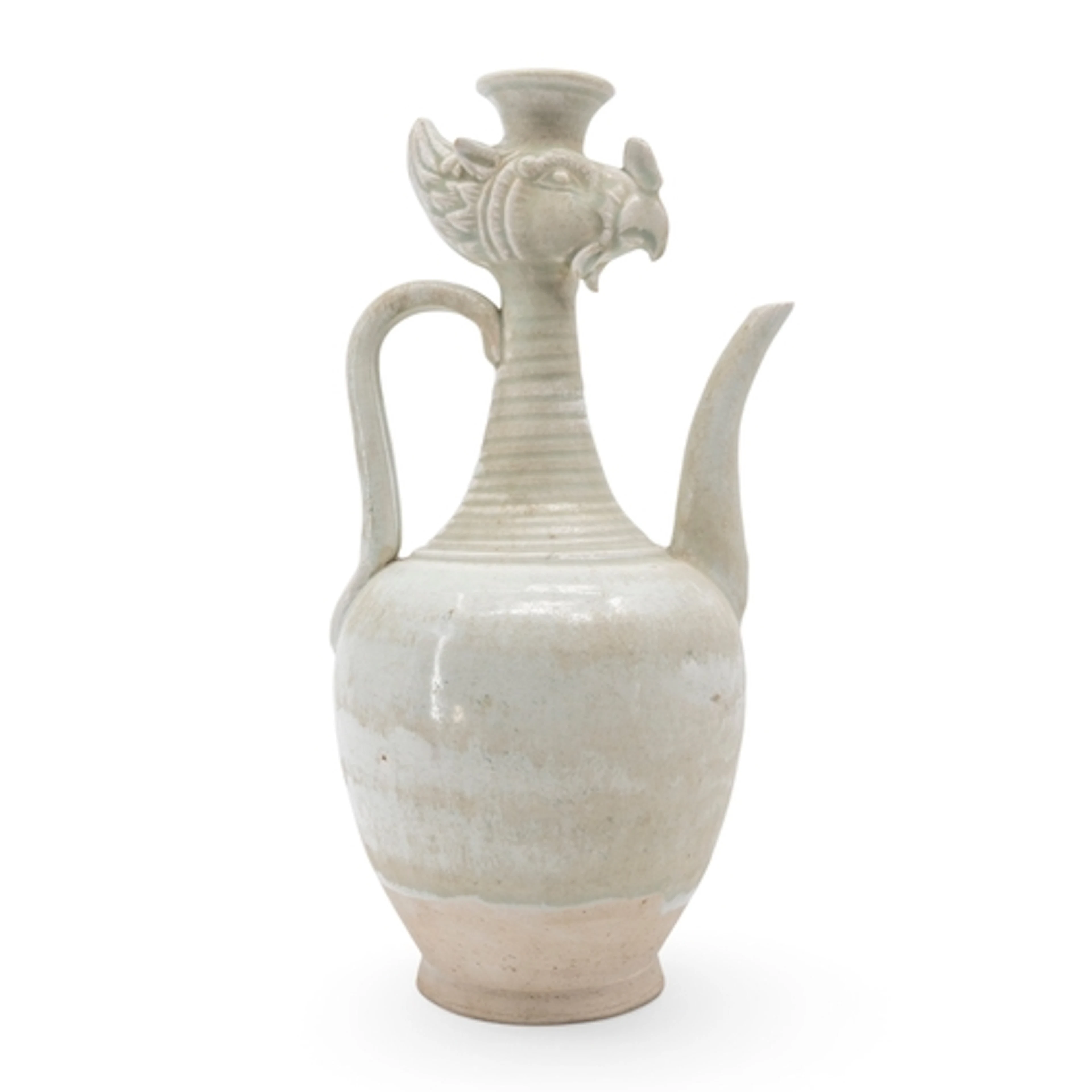 A CHINESE WHITE PORCELAIN PHOENIX-HEAD EWER IN THE FIVE-DYN...