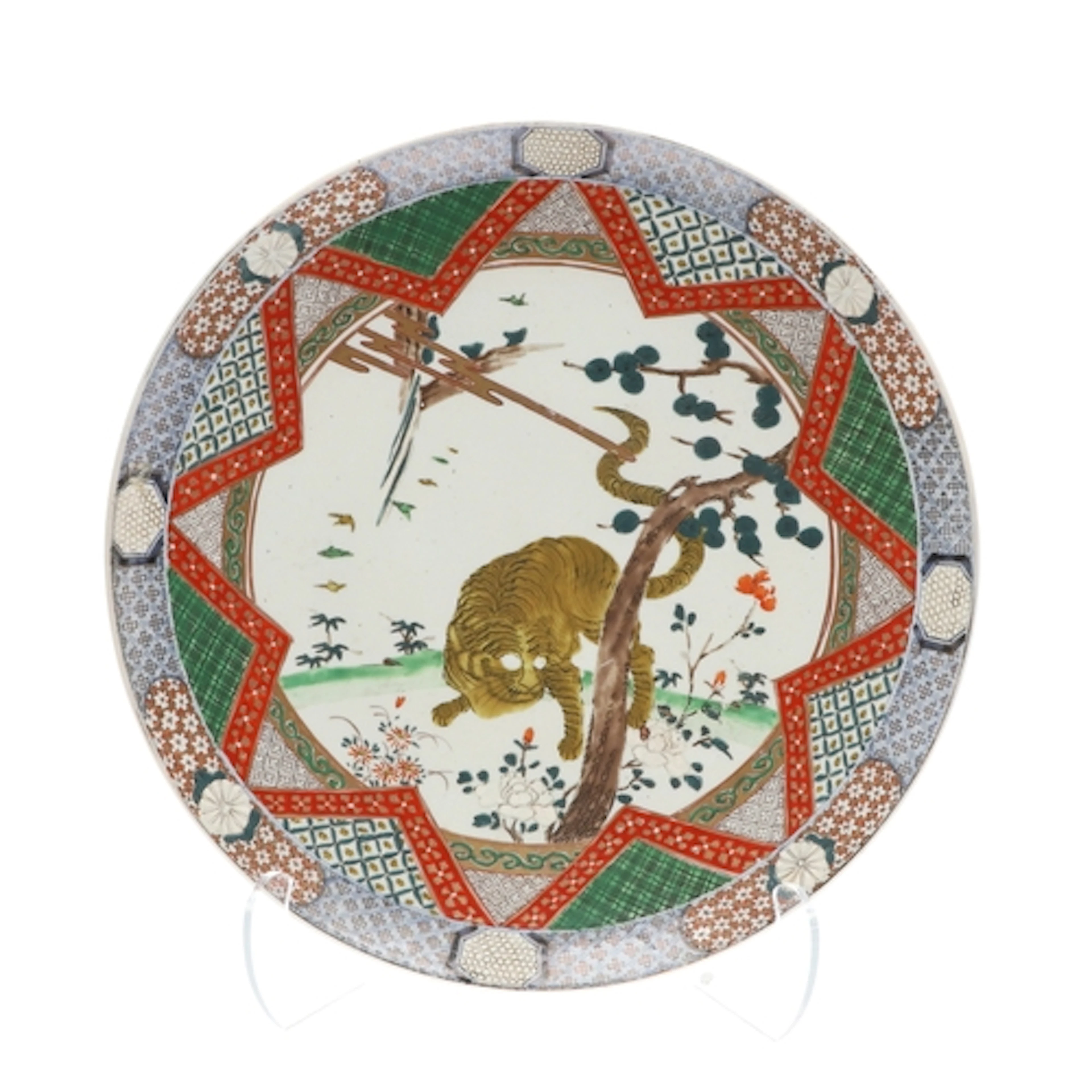 LARGE JAPANESE PORCELAIN CHARGER - TIGER. Meiji period, the ...