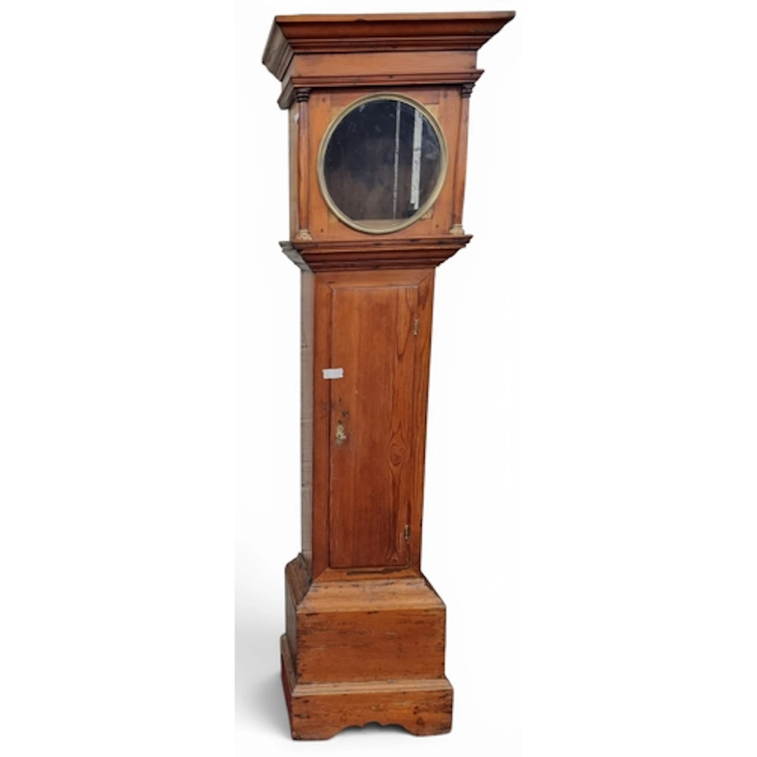 A 19th Century Pitched Pine long Clock Case. H 195 cm approx...