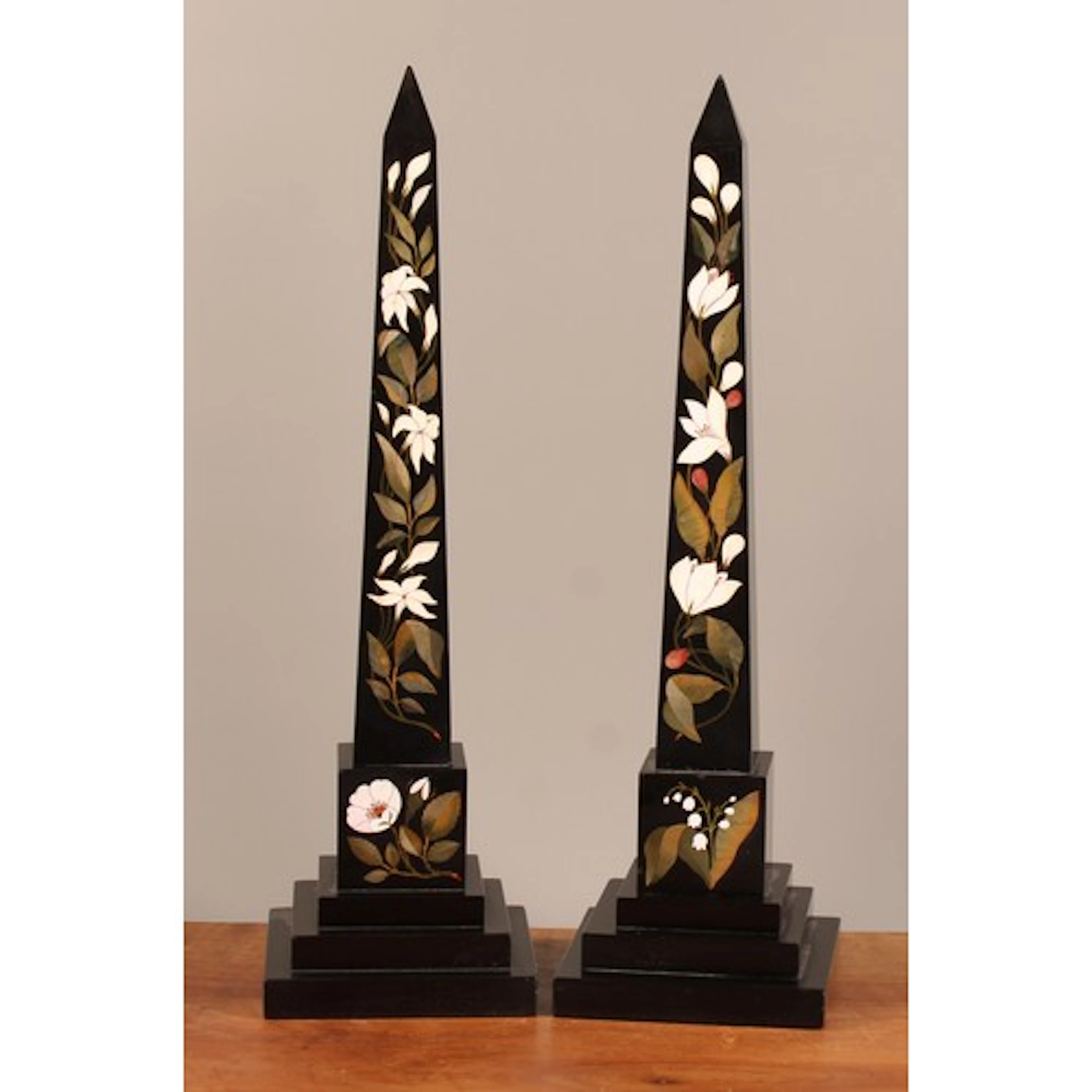 An associated pair of 19th century Ashford marble obelisks, ...