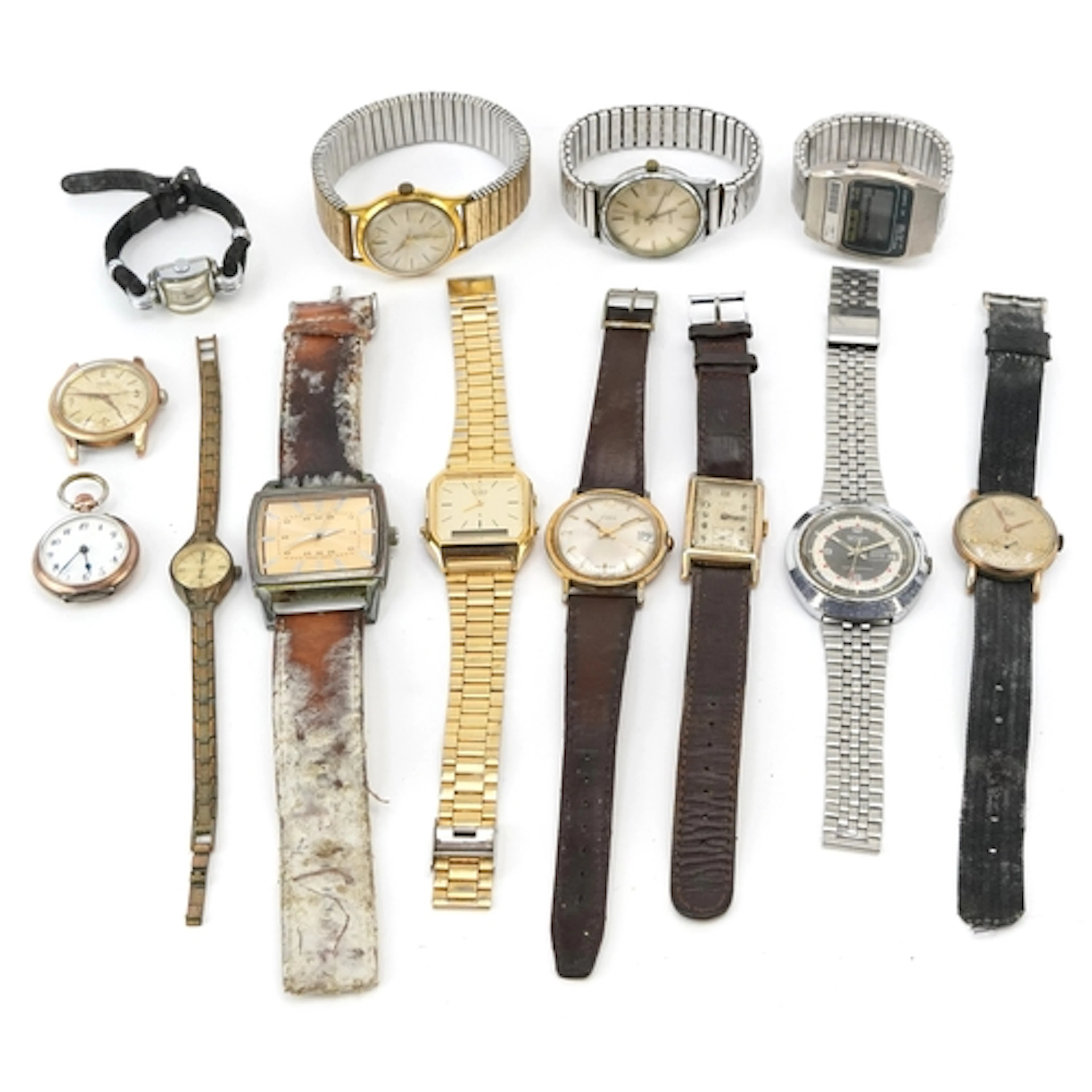 Twelve vintage ladies and gentlemen's wristwatches and a Ger...