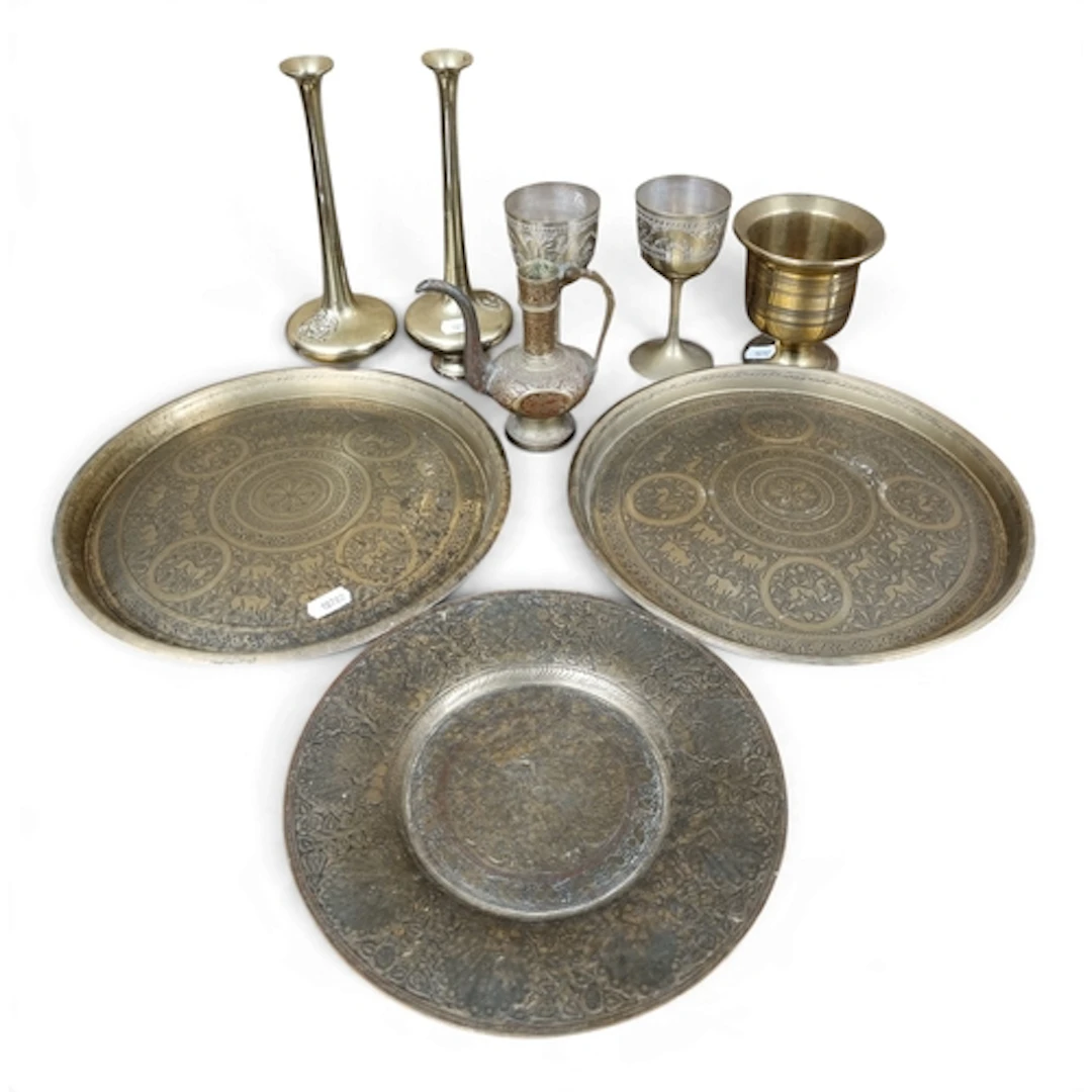 A good quantity of Brassware to include a 19th century Pestl...