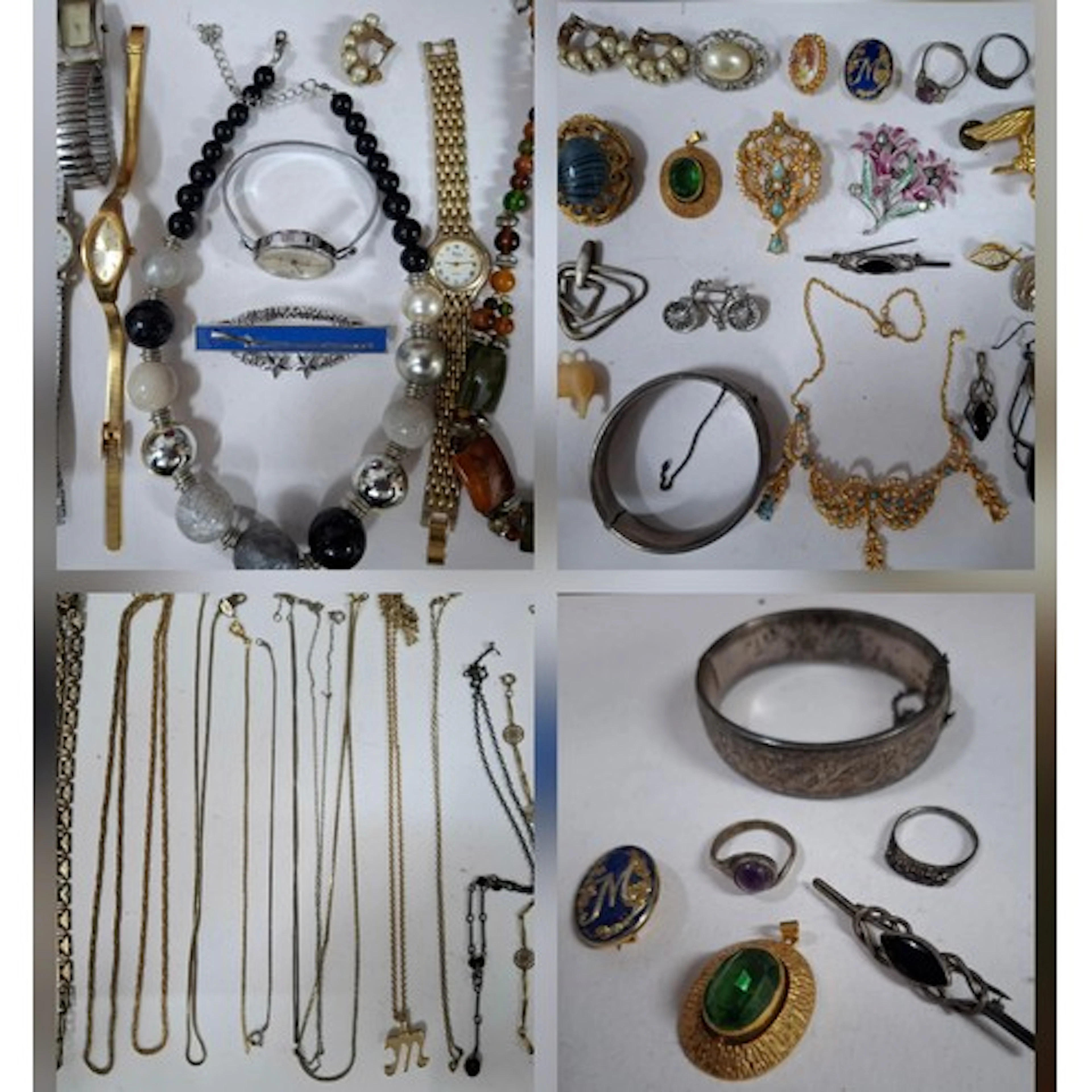 A mixed vintage lot of costume jewellery, watches and small ...