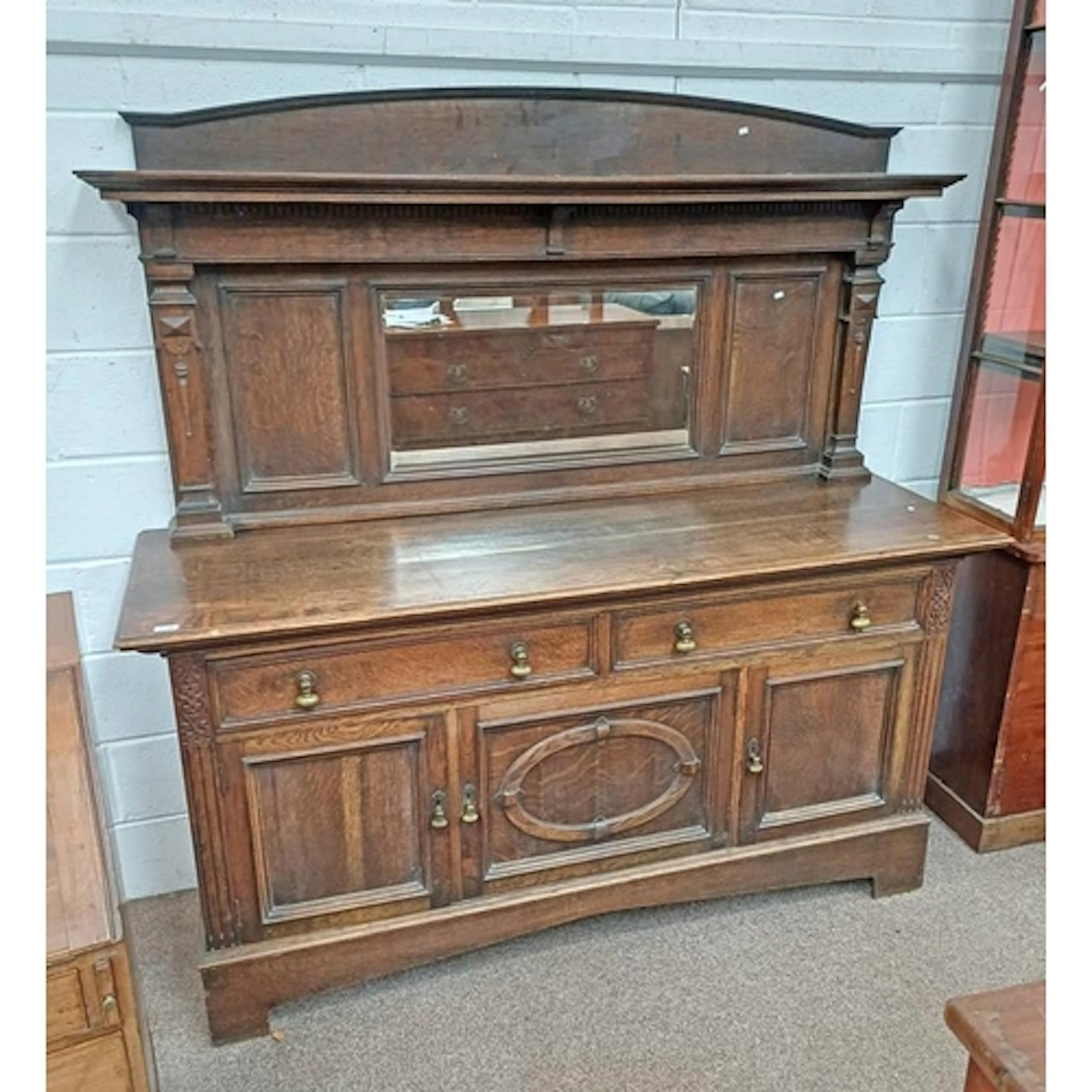EARLY 20TH CENTURY OAK MIRROR BACK SIDEBOARD WITH 2 DRAWERS ...