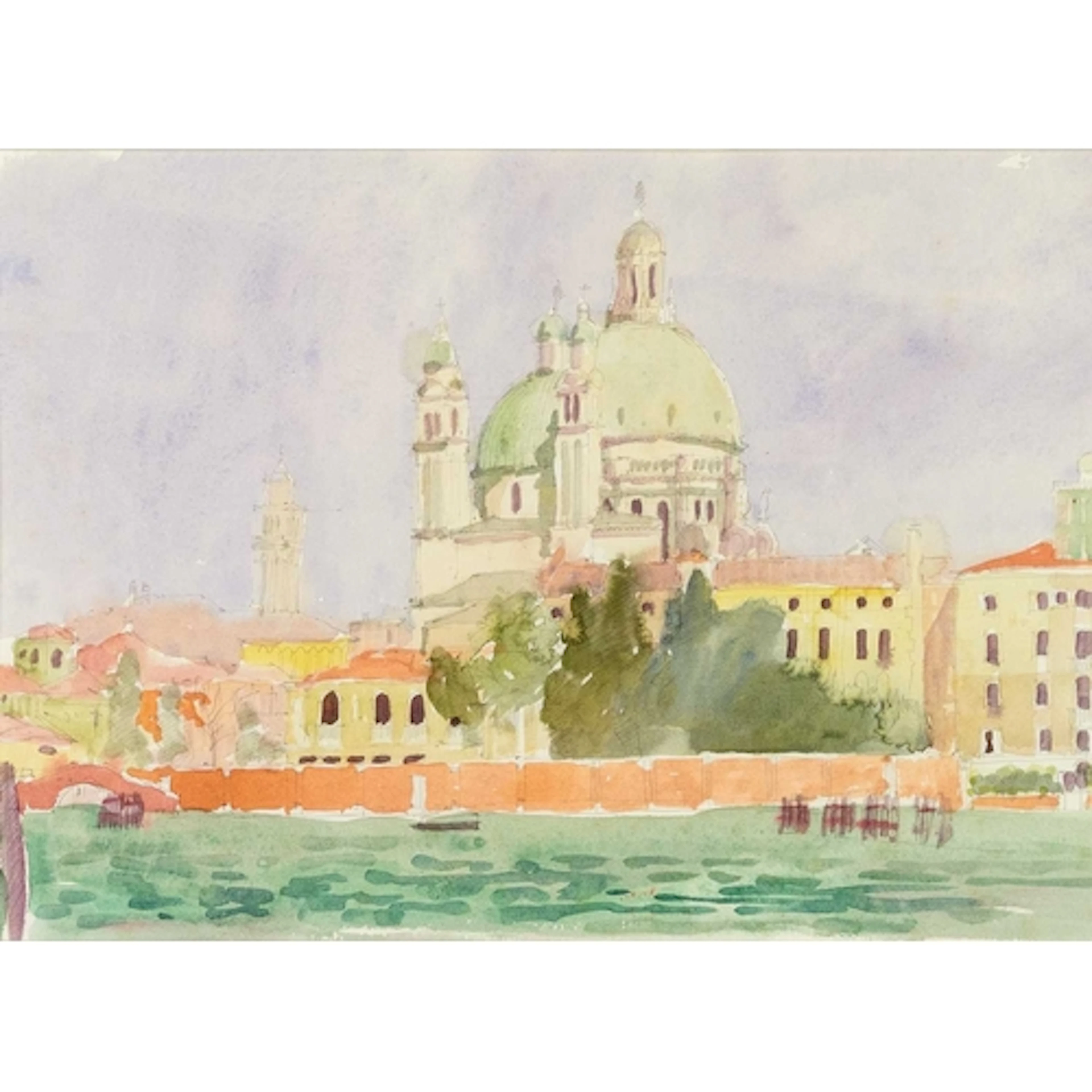 § John MILLER (1931-2002) Venice Gouache, stamp signed, fur...