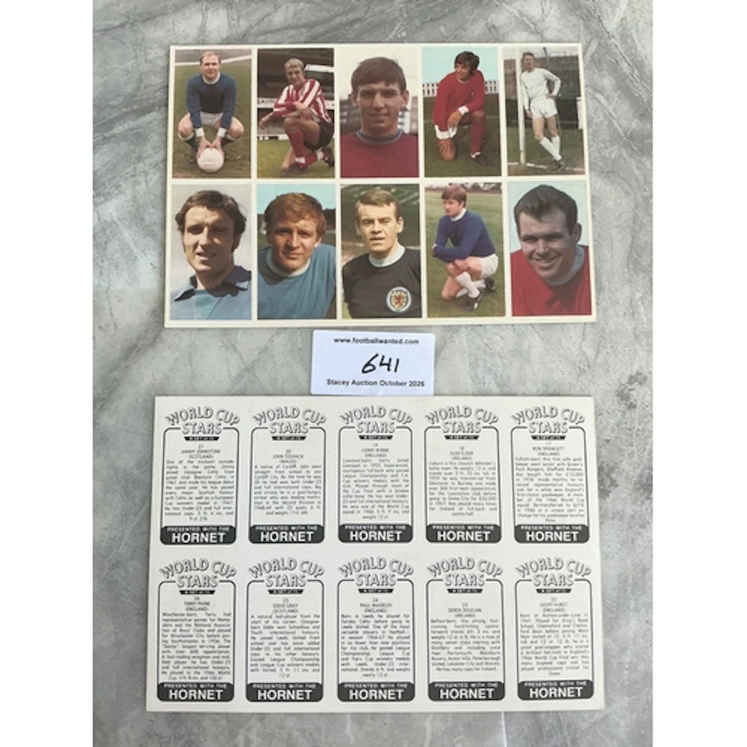 Uncut Complete Hornet 1970 World Cup Stars: All 72 cards fro...