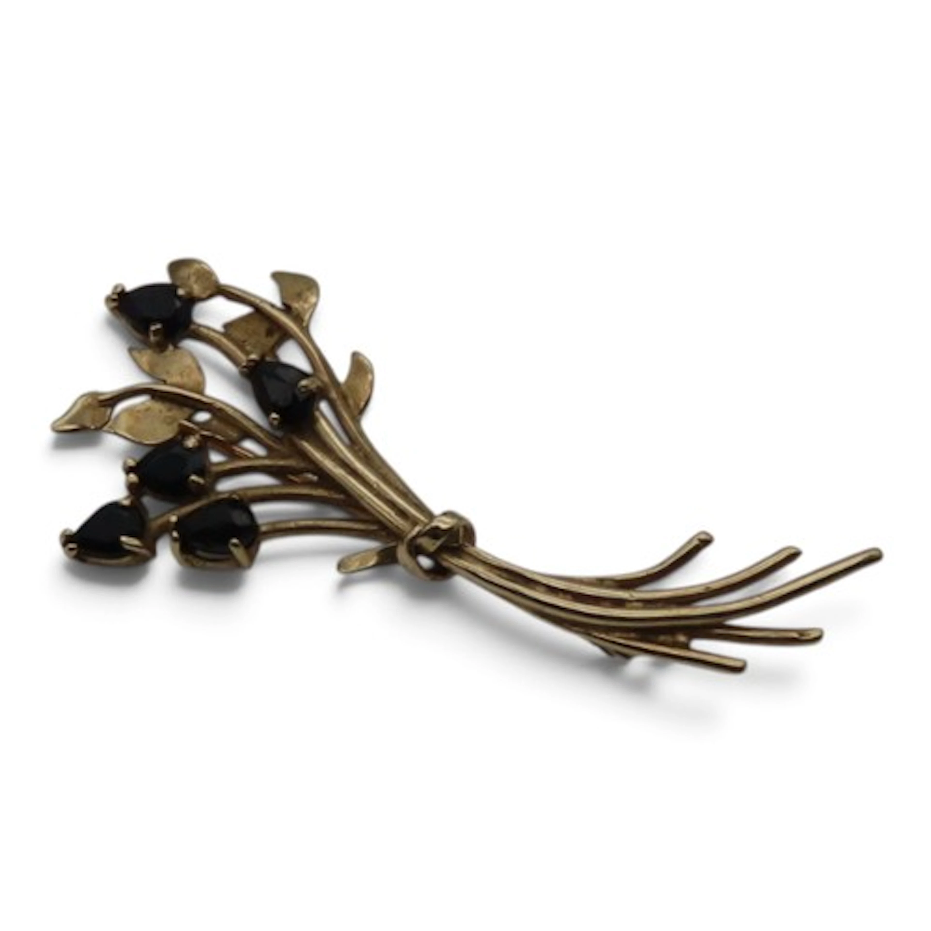 A sapphire floral spray brooch, set with five pear-shaped da...