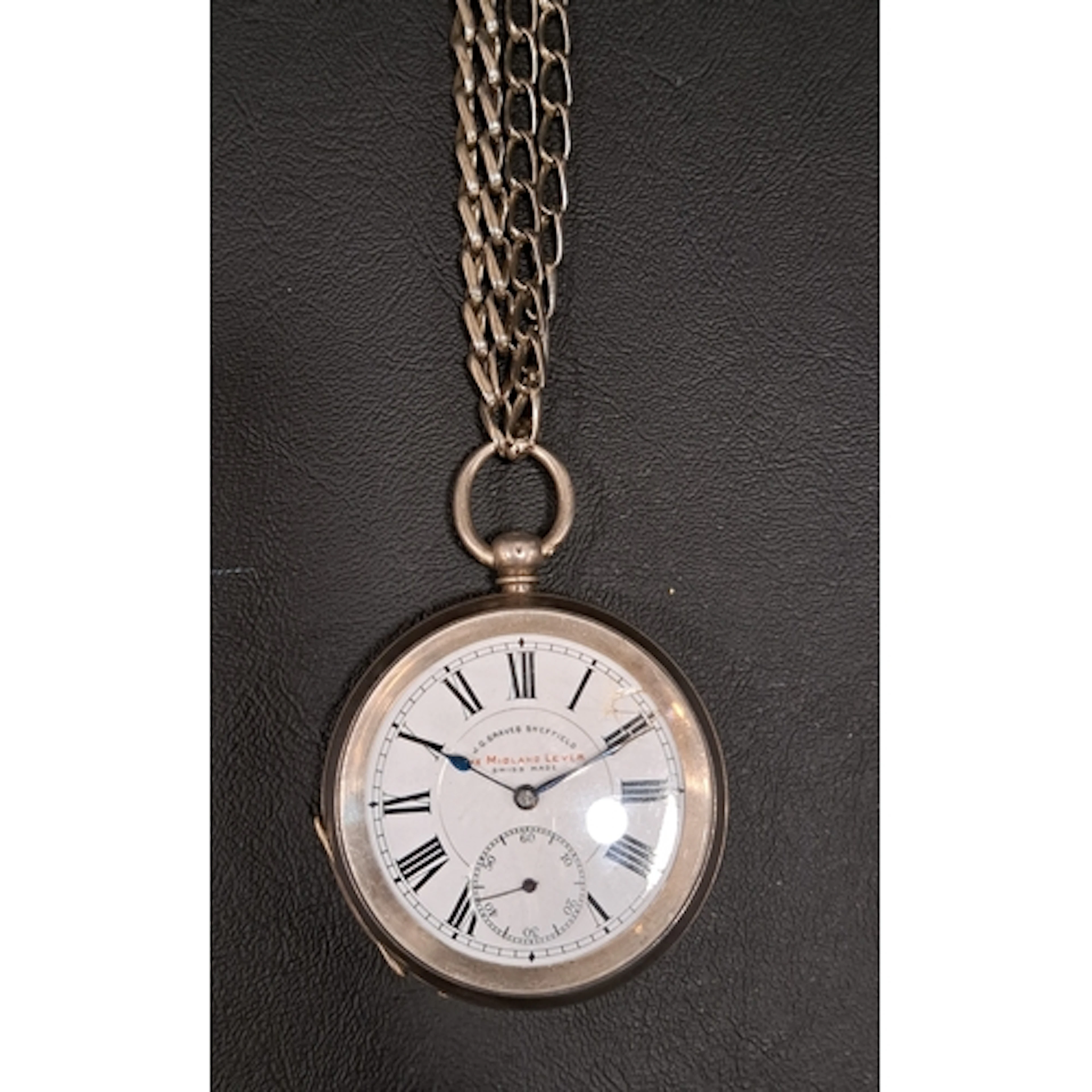 SILVER CASED POCKET WATCH the white enamel dial with Roman n...
