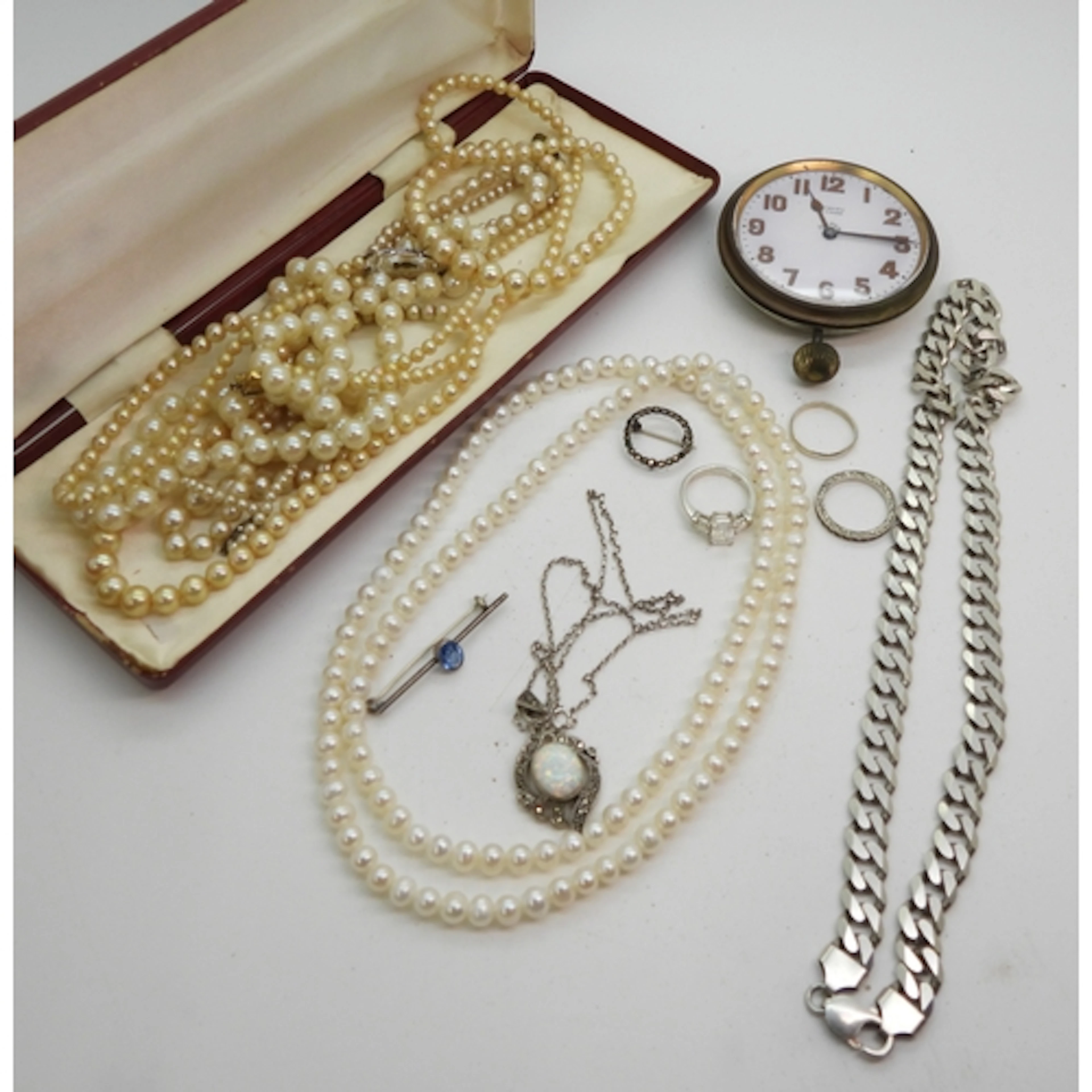 A heavy silver 50cm curb chain, width 1cm, weight 65.7gms, a...