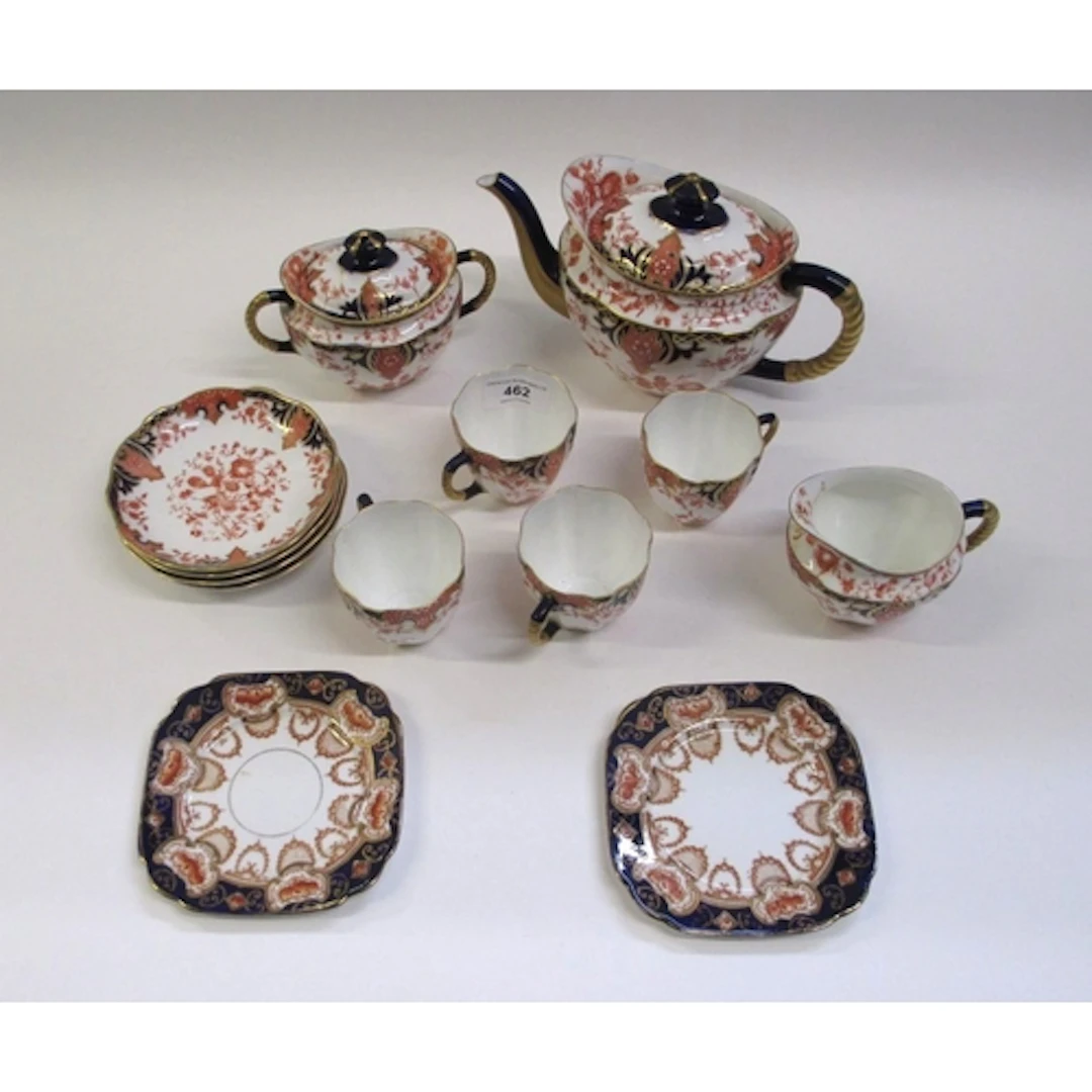 Royal Crown Derby four place setting porcelain tea service w...