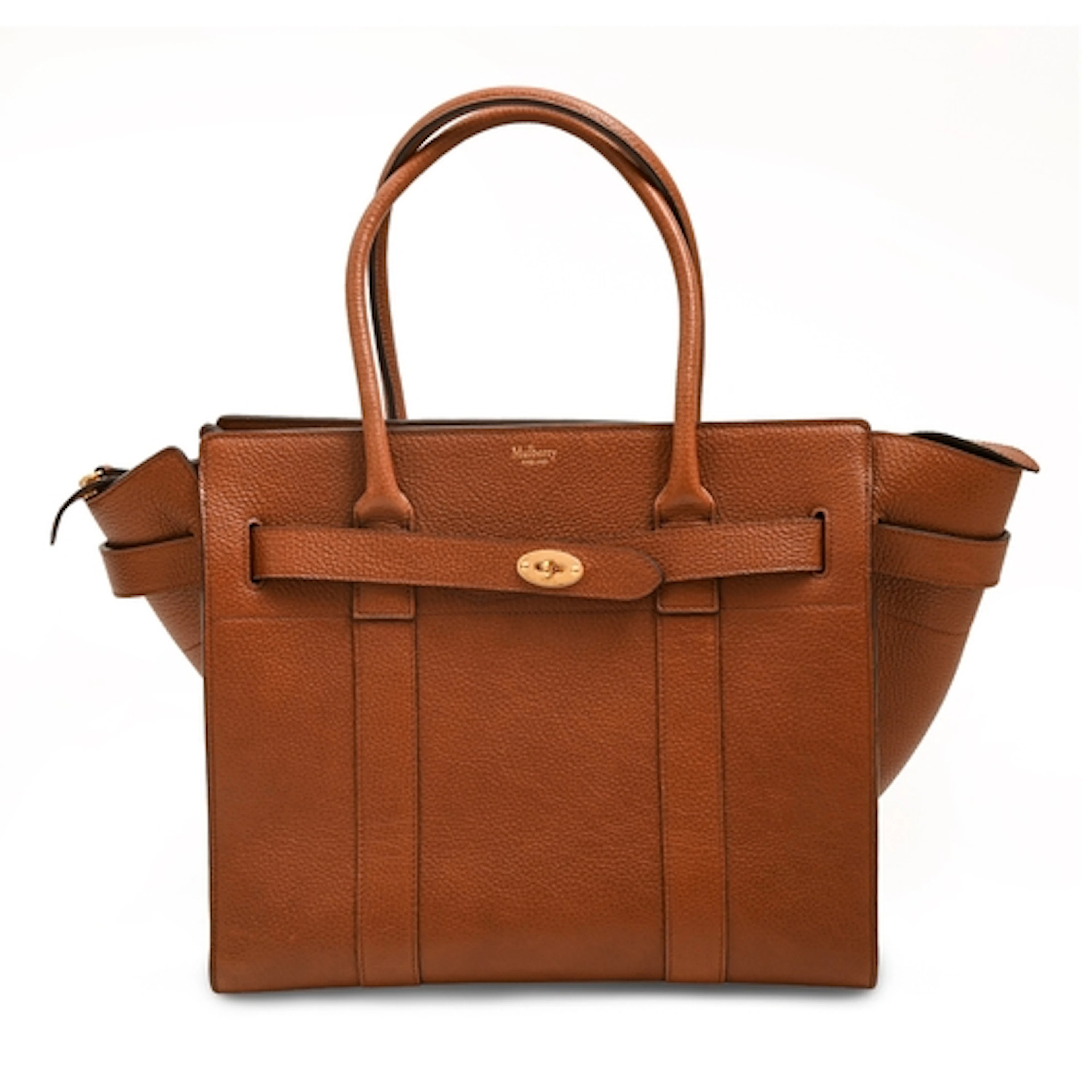 Fashion. A Mulberry zip 'Bayswater' tan leather handbag, wit...