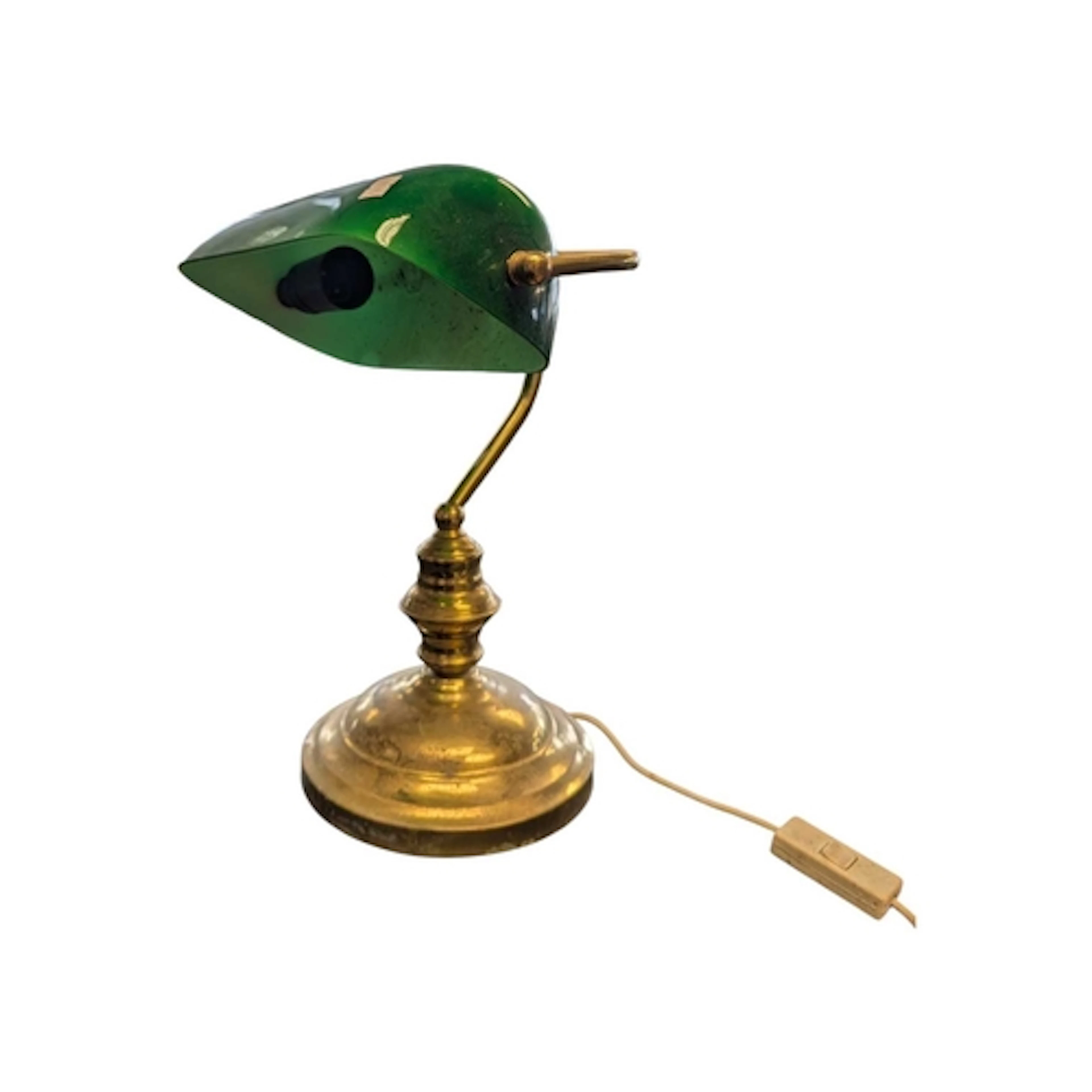 A vintage 20th century green shade bankers lamp. Having gilt...