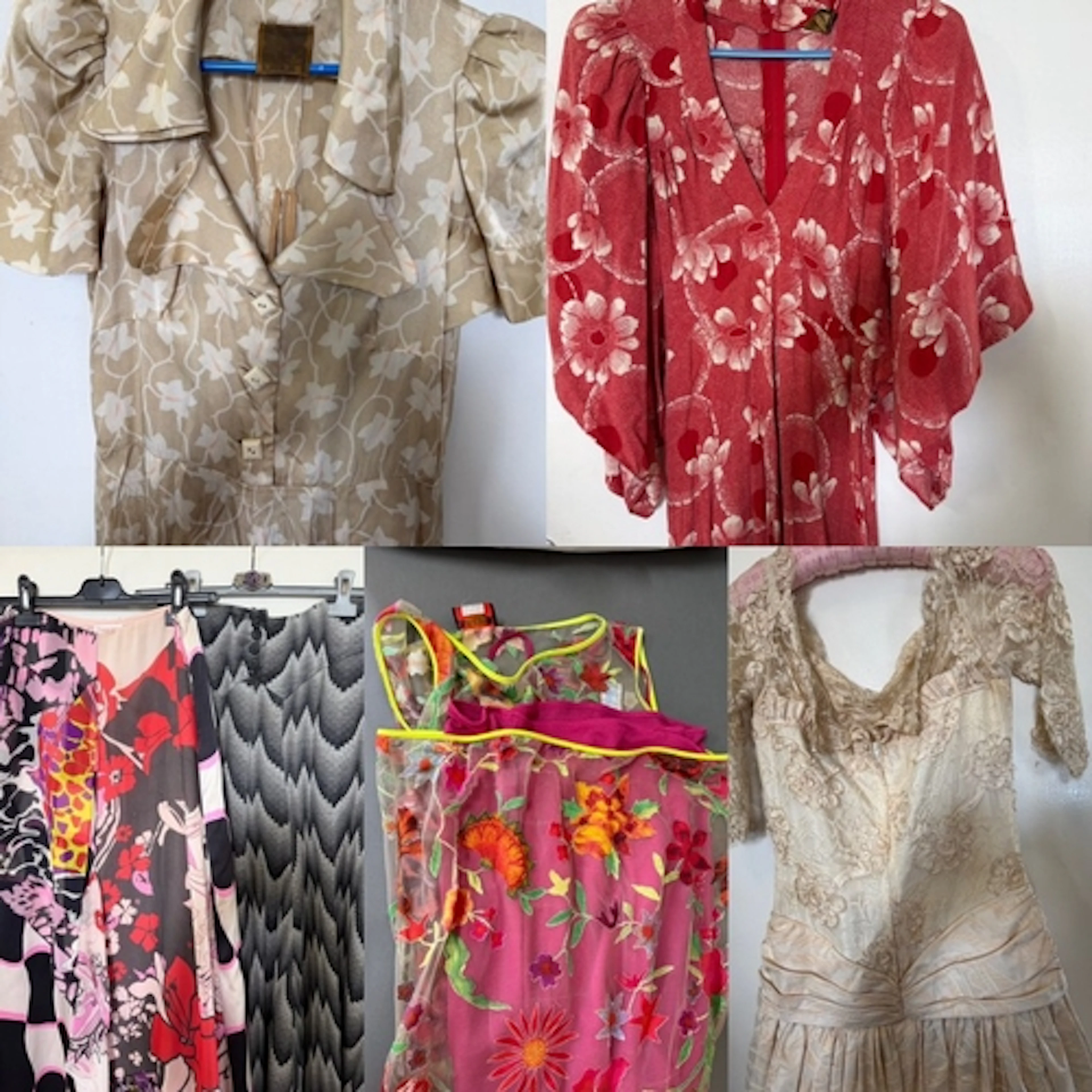A Zandra Rhodes designer dress, along with a Christian Lacro...