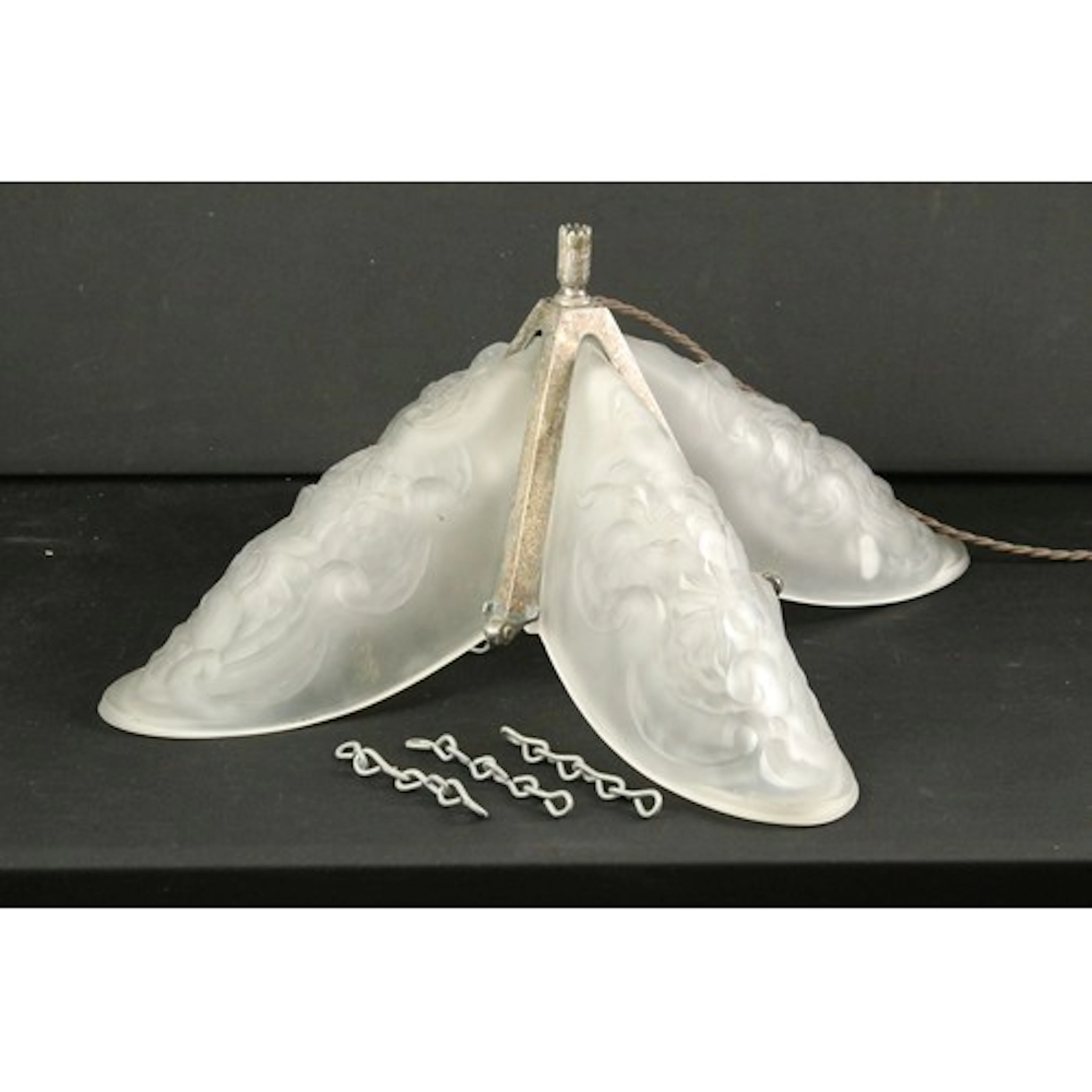 Art Deco glass lamp shade, having silver plated fitting, fou...
