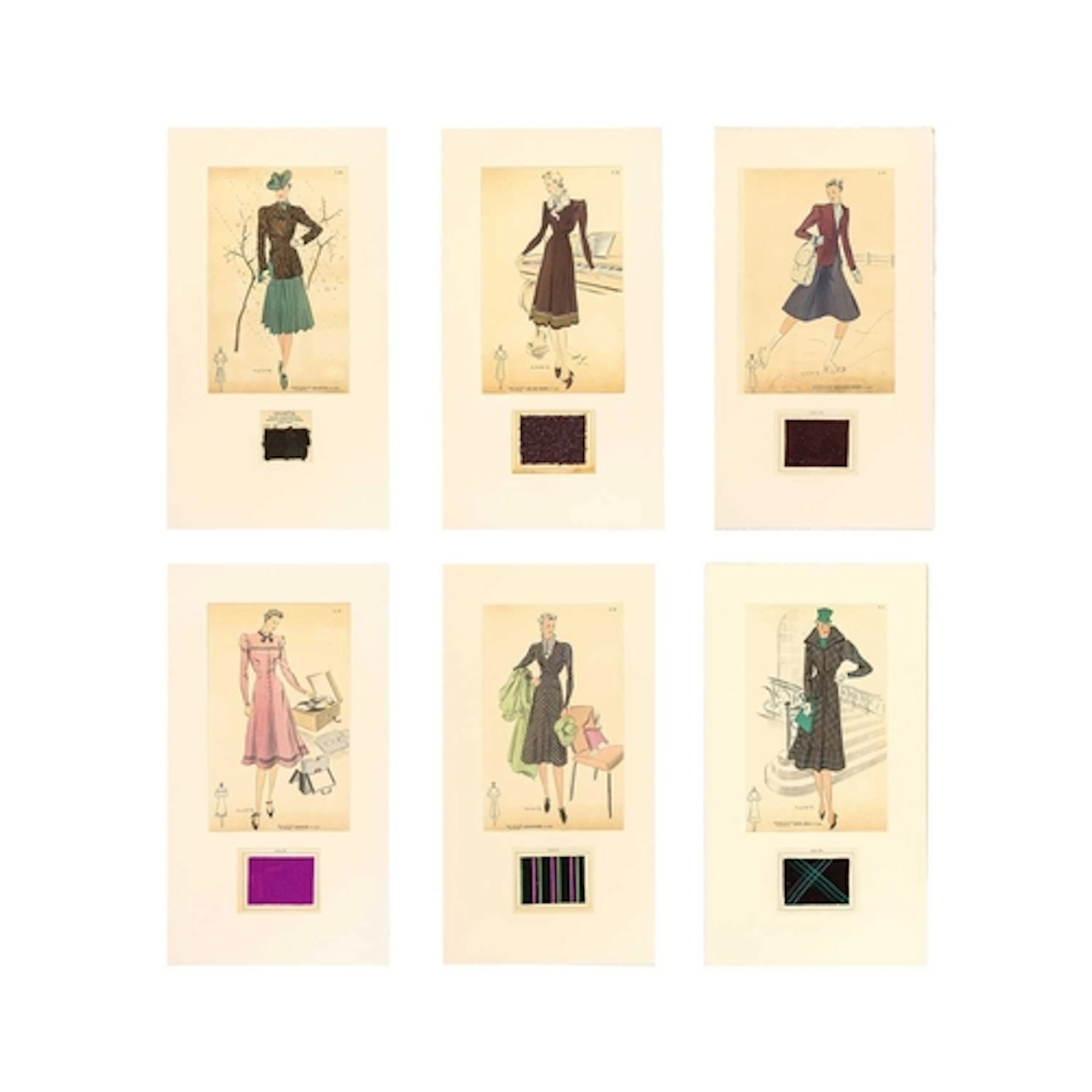 M. KUSS (XX) Six French fashion plates, each dated 1939, all...