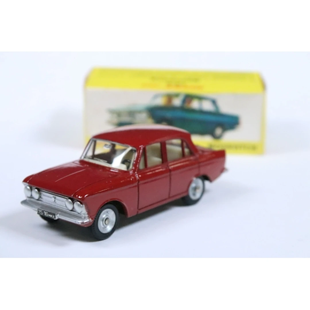 Boxed Dinky 1410 Moskvitch diecast model in dark red with cr...