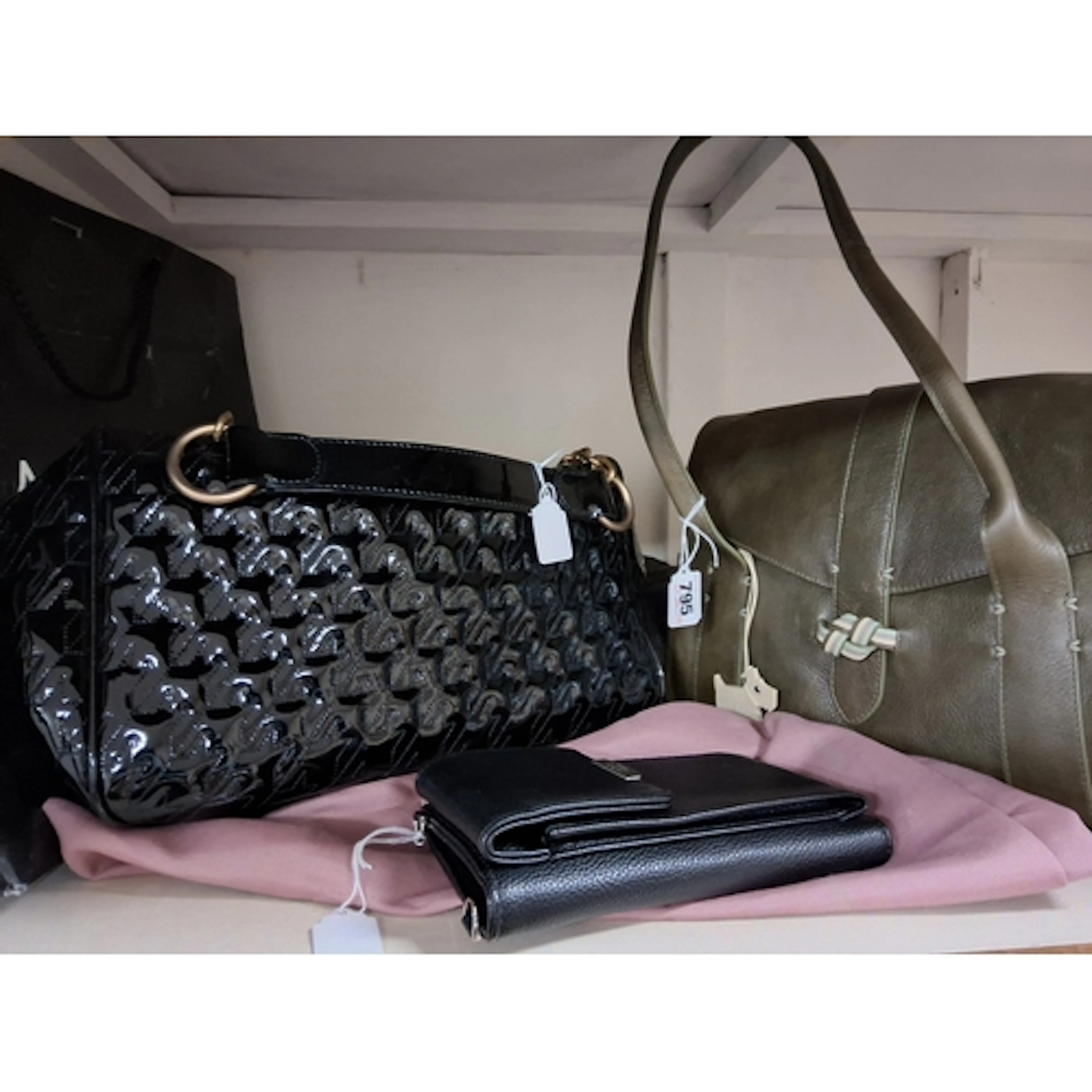 A GROUP OF HANDBAGS ETC to include an olive green Radley han...