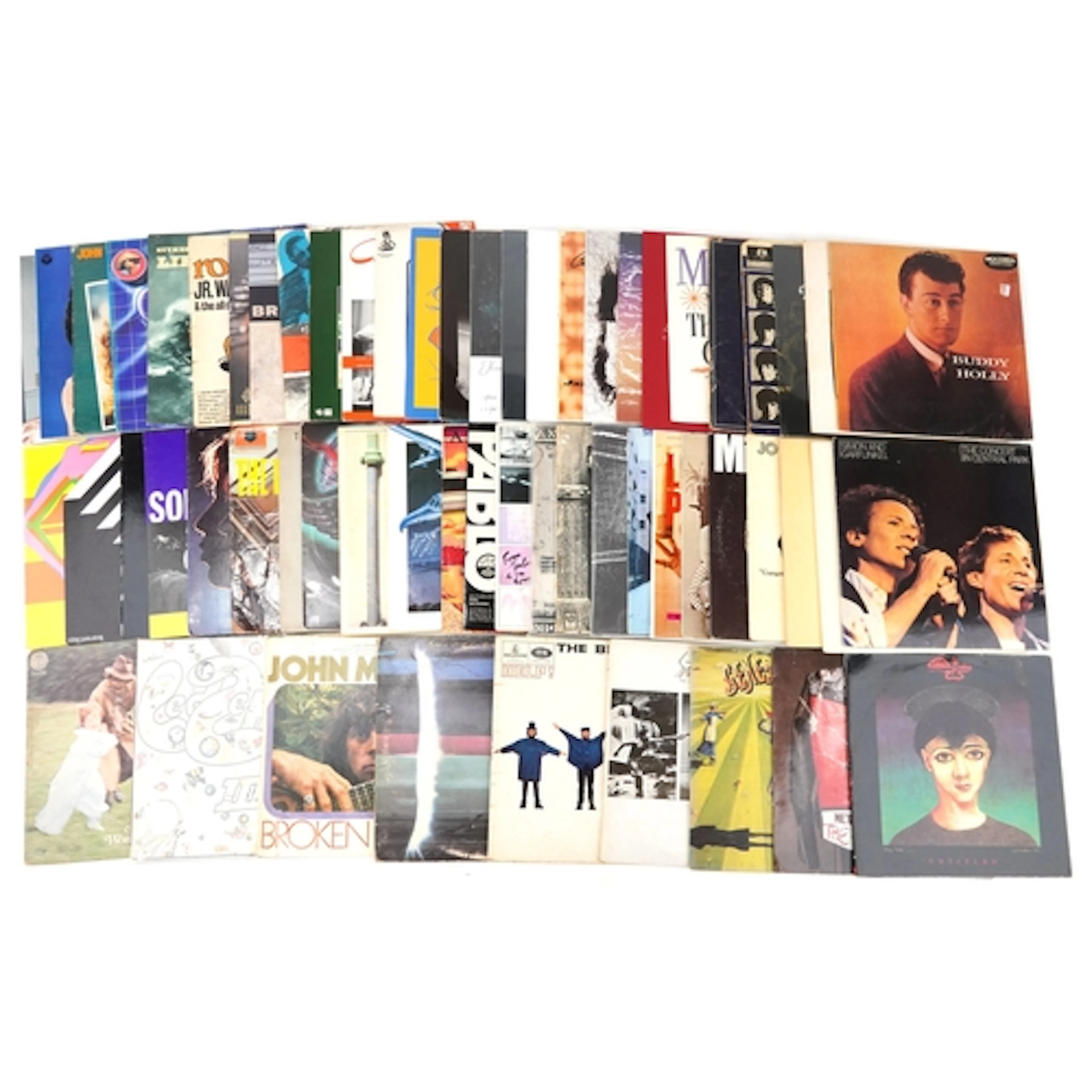 Collection of vinyl LP records including The Kinks, Rod Stew...