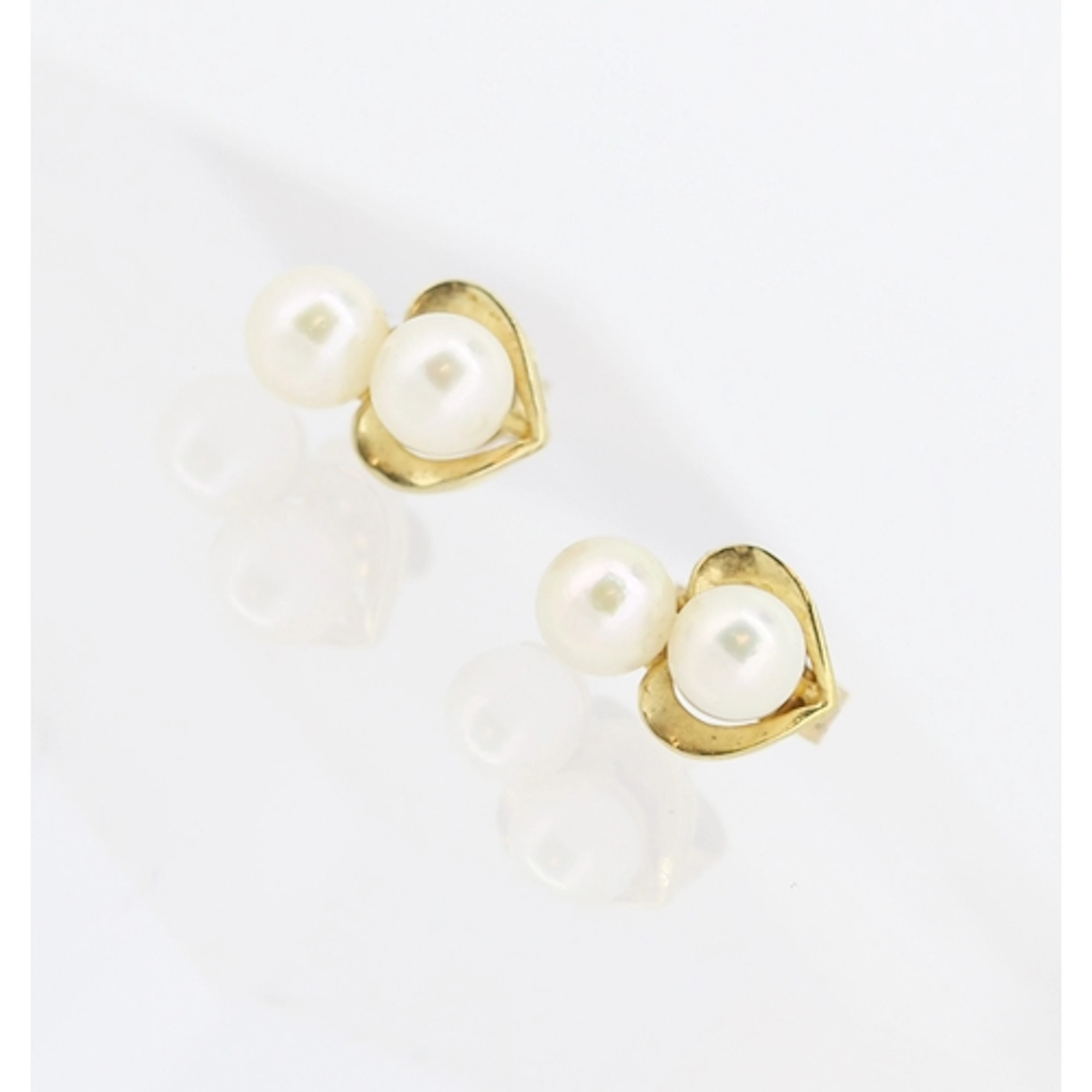 Pair of Twin Pearl Set Earrings Mounted in 9 Carat Yellow Go...