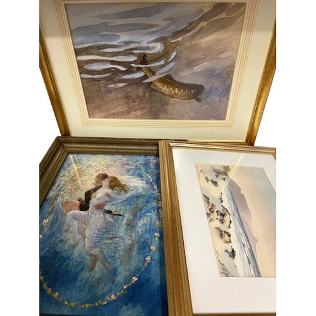 Three watercolours to include Table Mountain (South Africa) ...