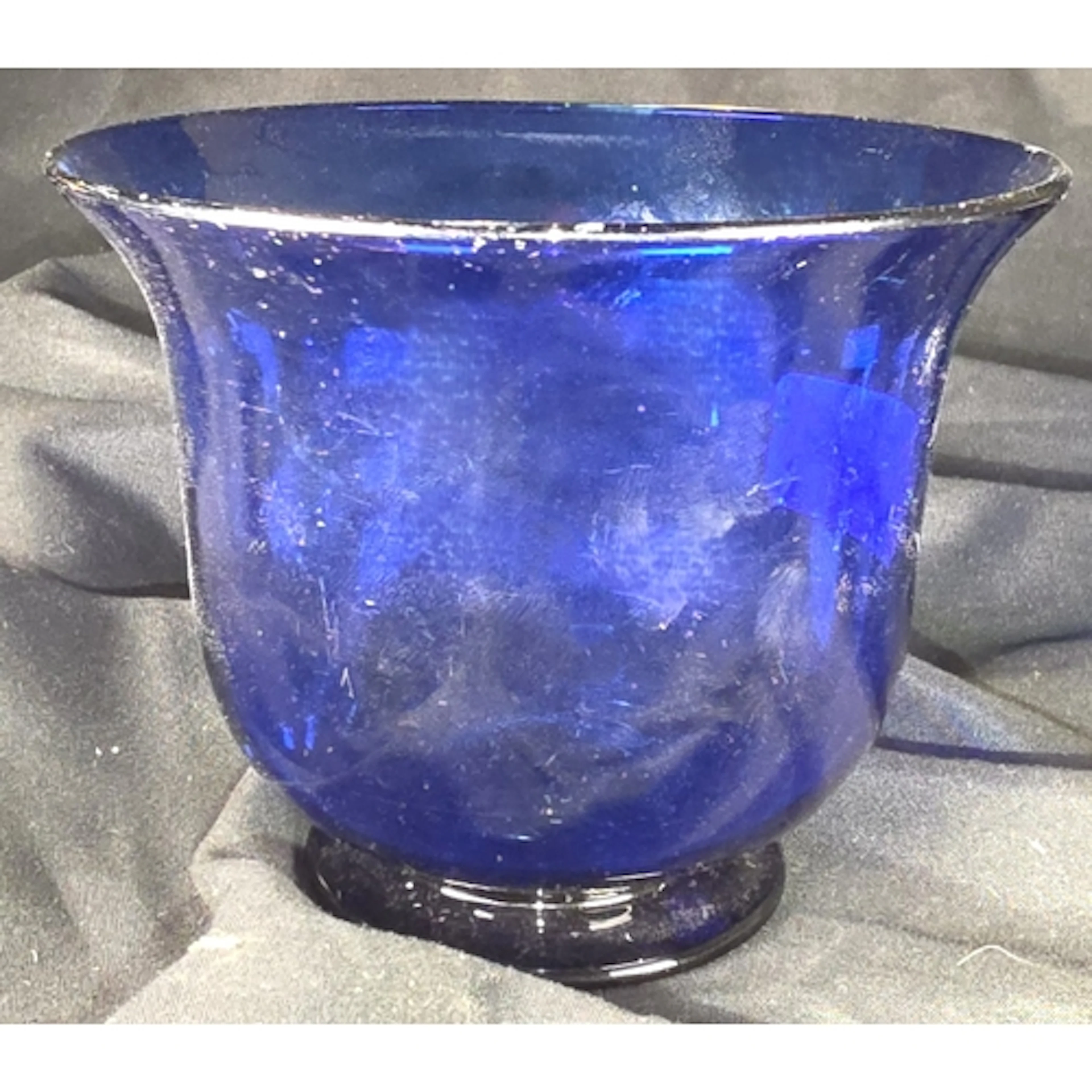 A Chinese Peking blue glass bowl, height 9cm