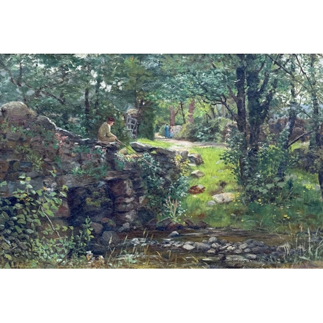 SIDNEY CURRIE (BRITISH 19TH/20TH CENTURY): MAN FISHING ON A ...