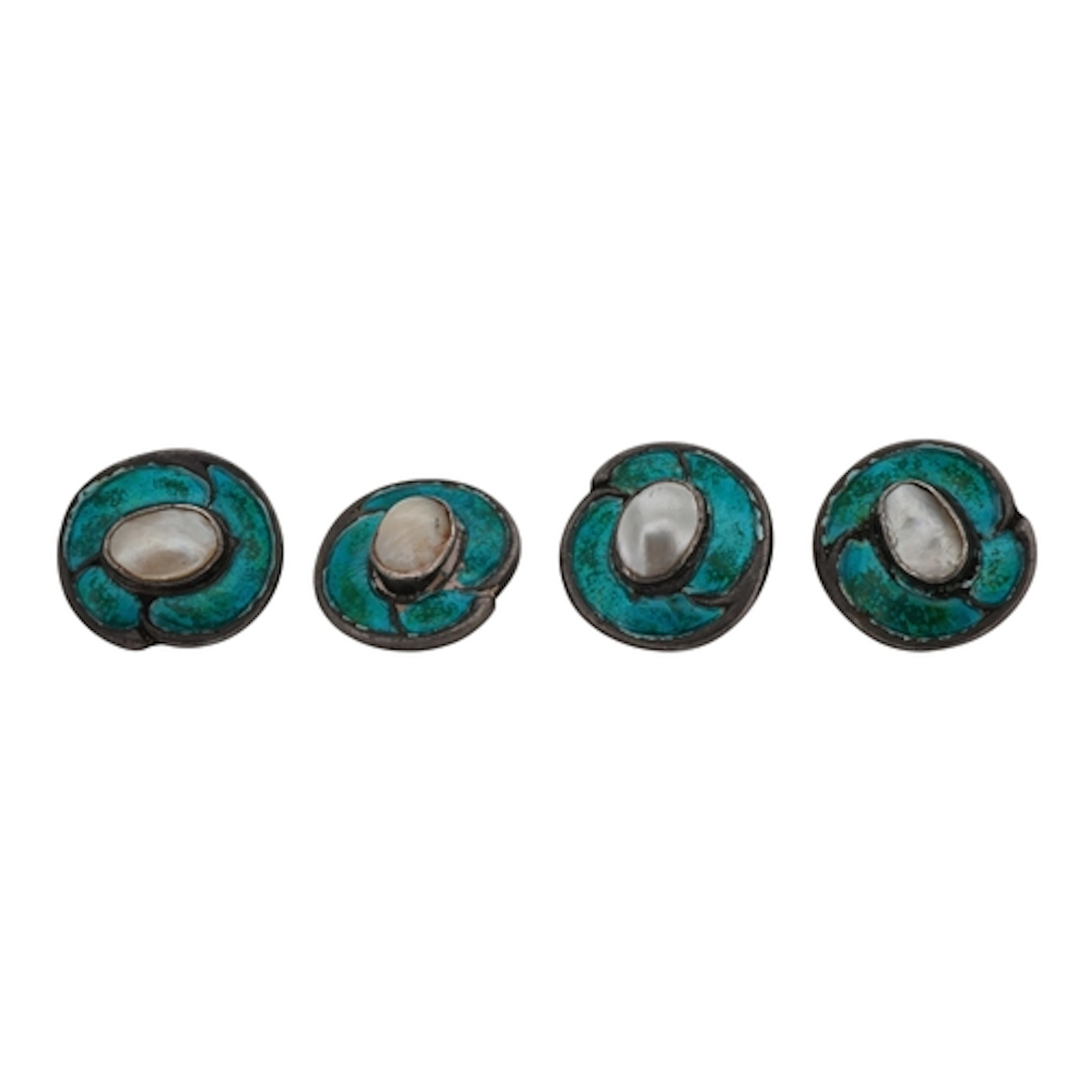 A set of four Edwardian Art Nouveau Liberty and Co silver, e...