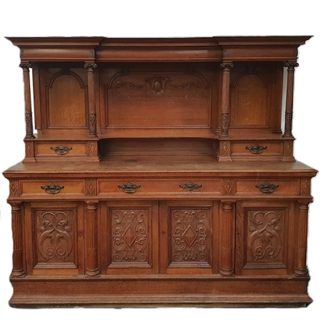 VERY LARGE VICTORIAN OAK BUFFET SIDEBOARD the superstructure...