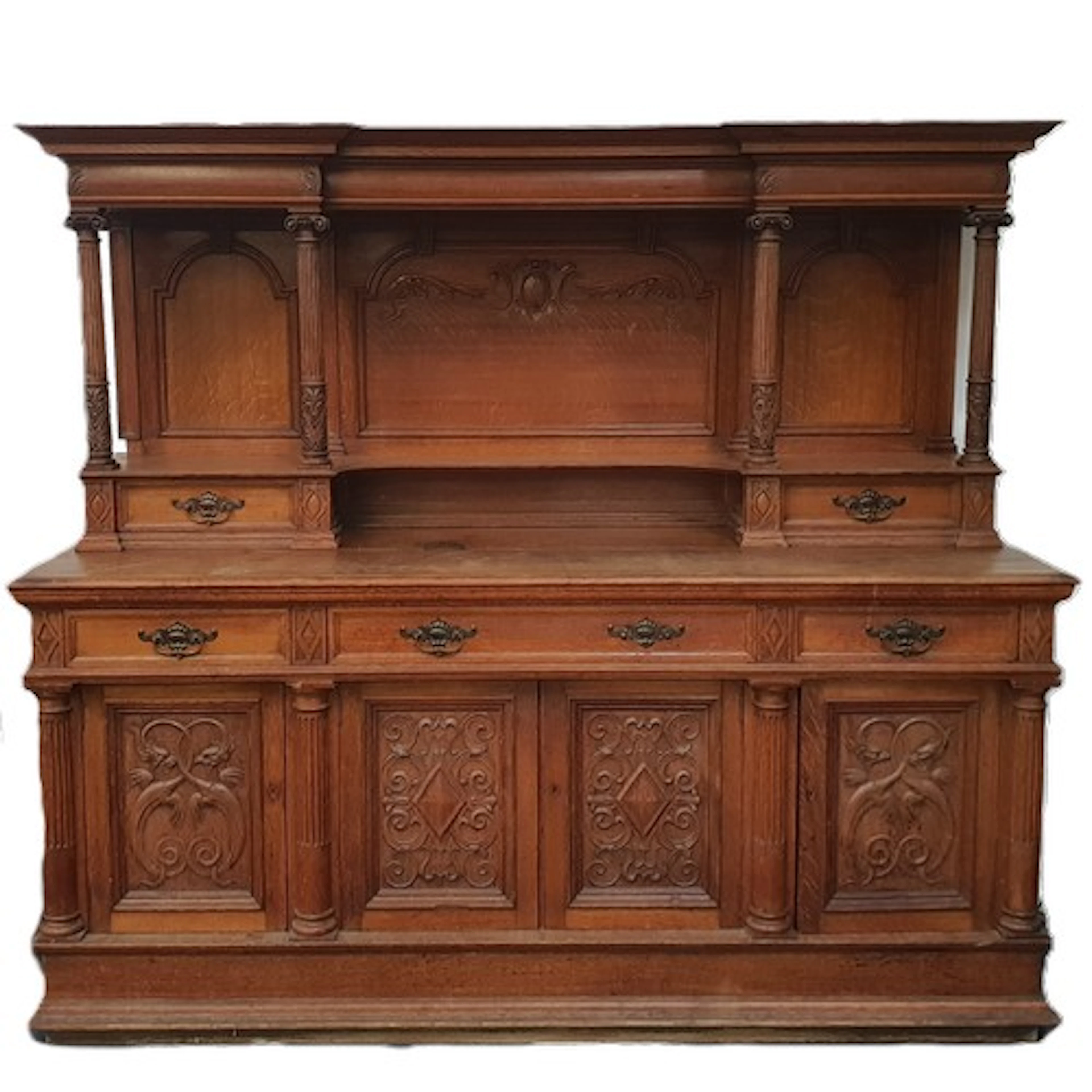 VERY LARGE VICTORIAN OAK BUFFET SIDEBOARD the superstructure...
