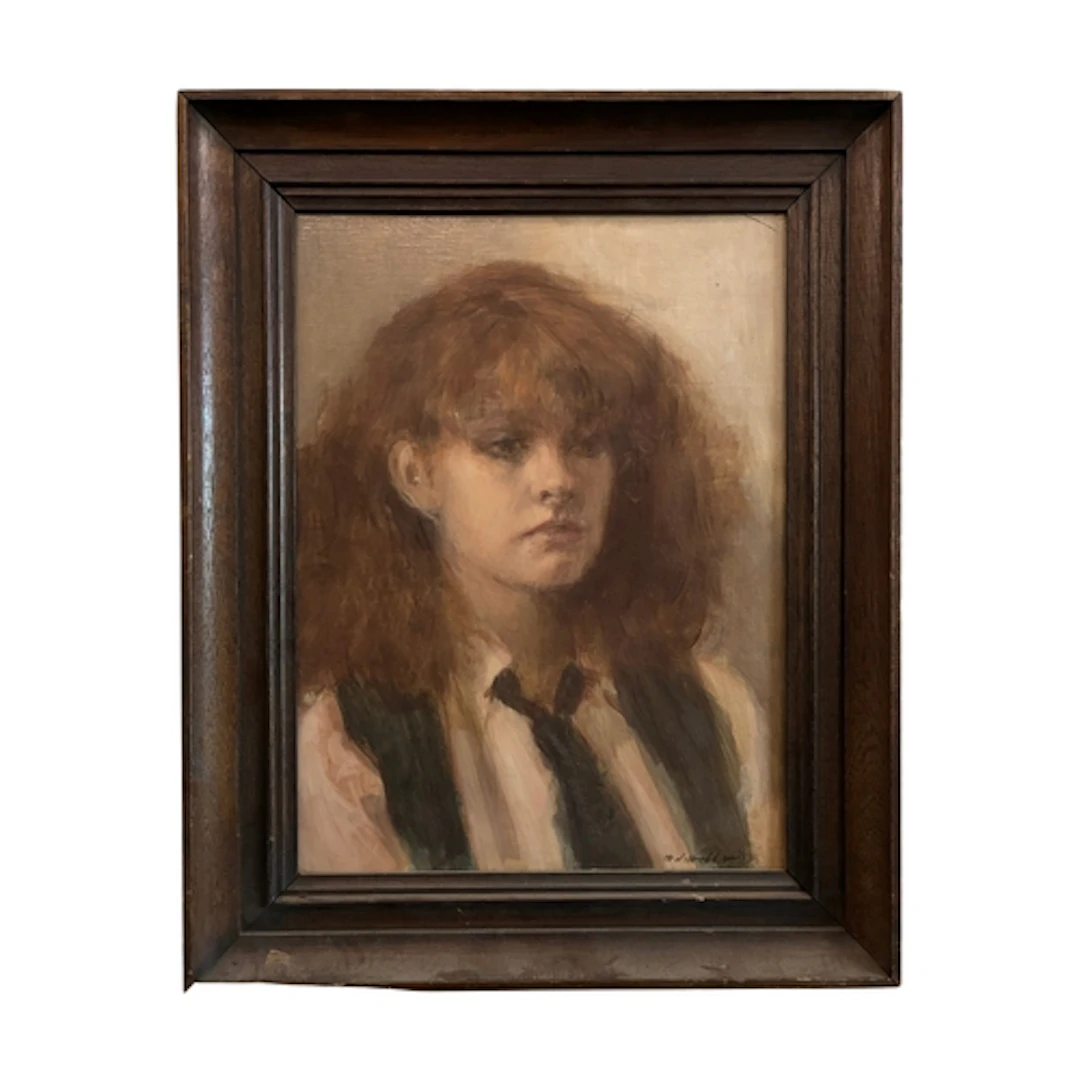 Harry Holland (b.1941) - Linda, oil on board, signed, label ...