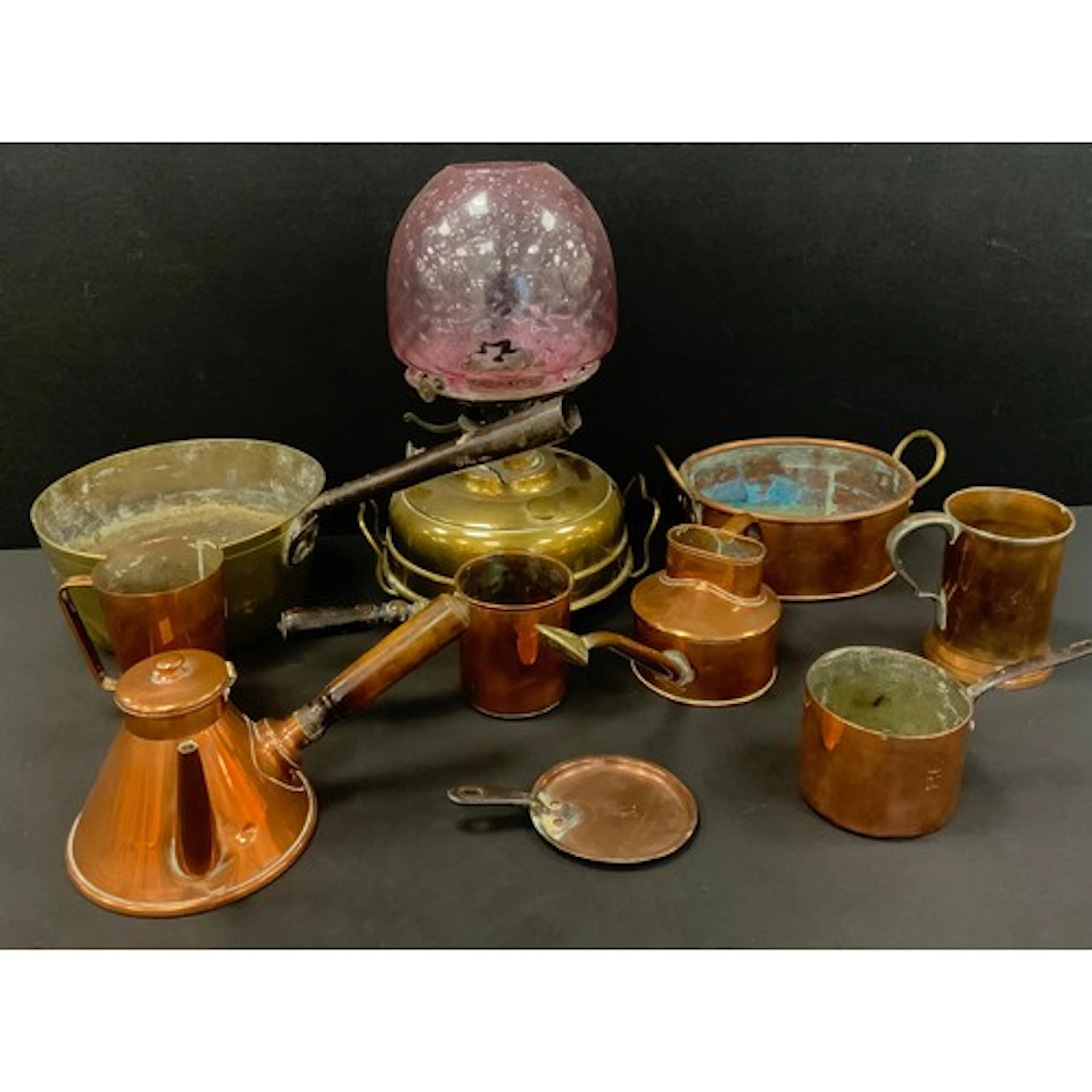 Metalware - a 19th century highly polished copper ale measur...