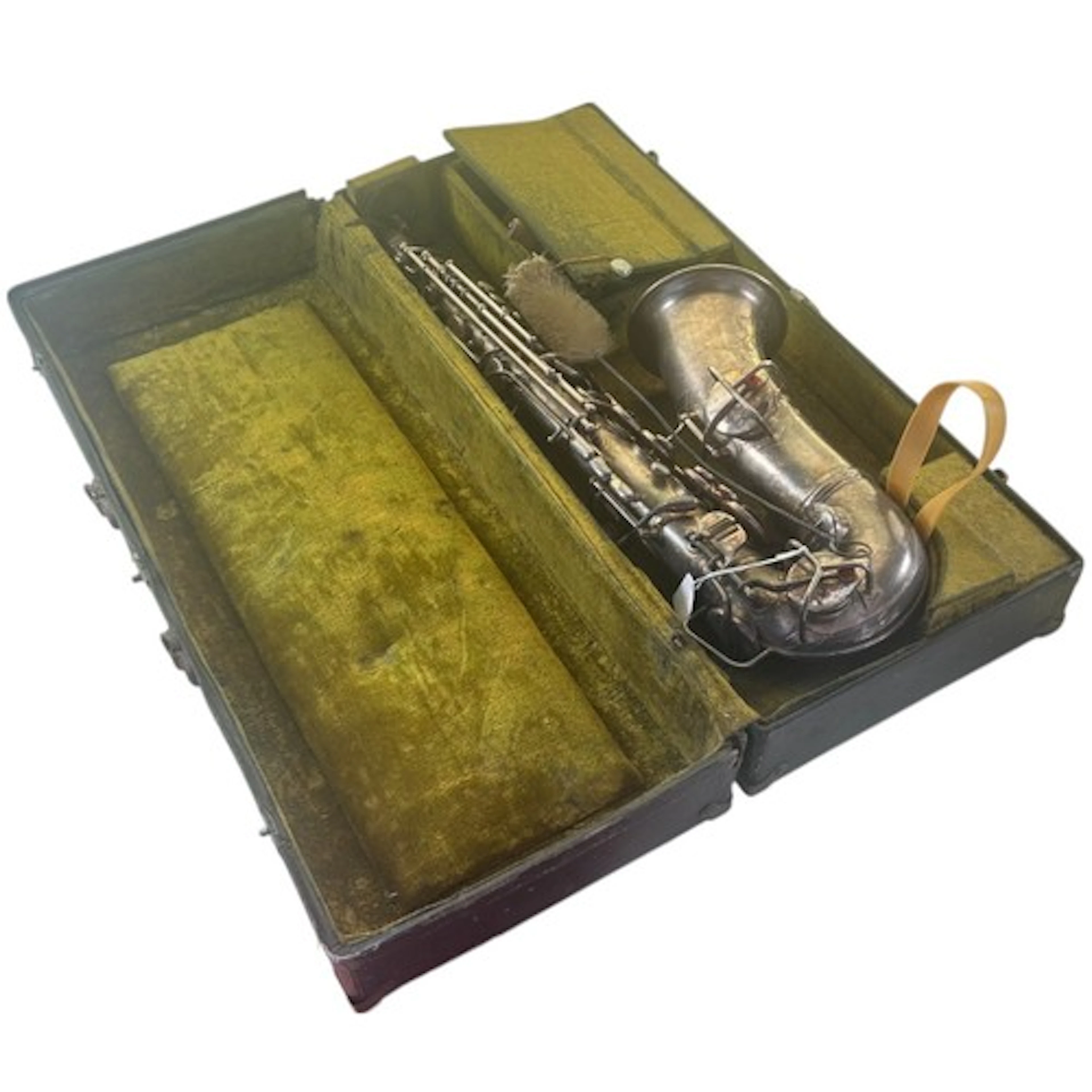 A vintage American cased silver plated saxophone by Conn-Elk...