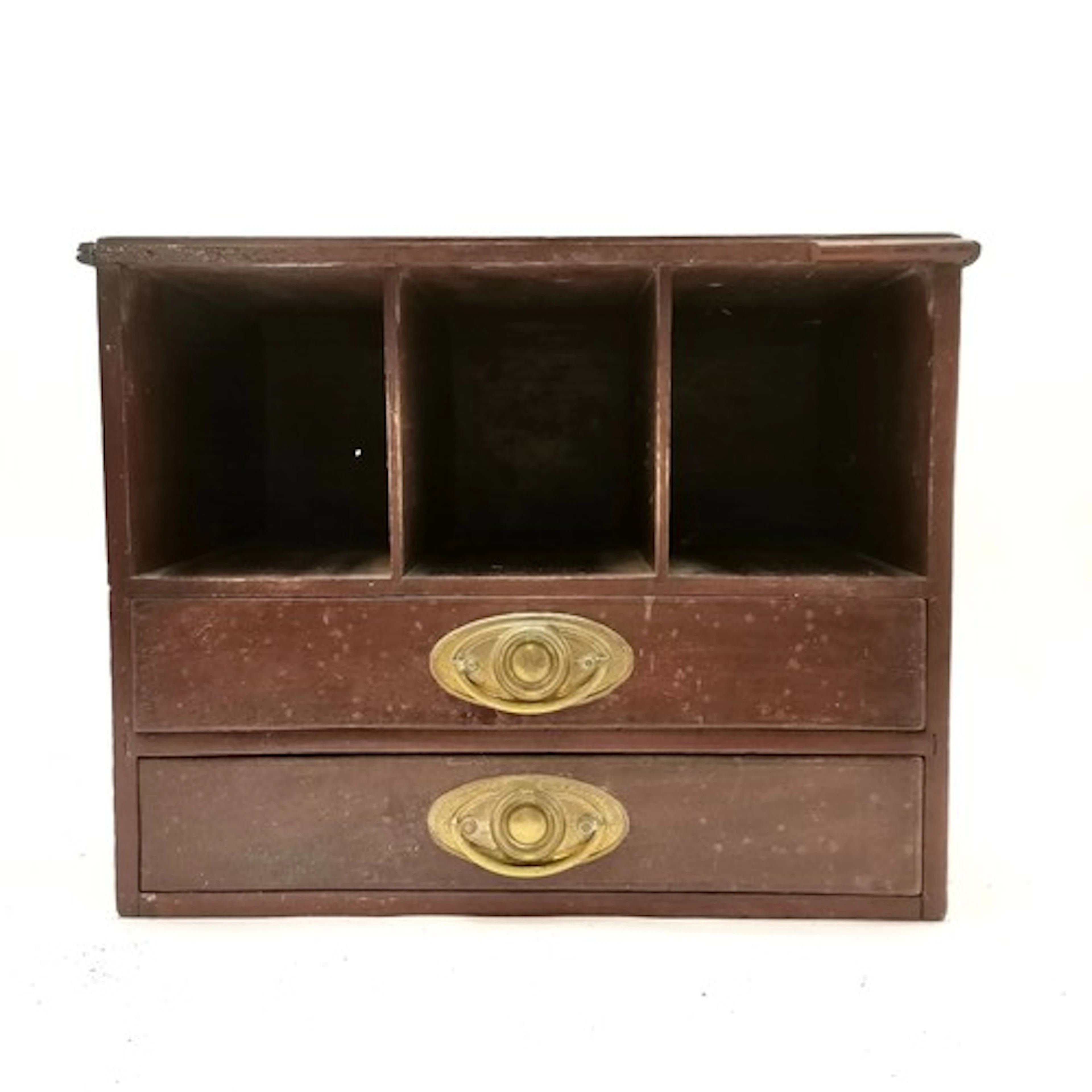 Antique mahogany table top stationery box 42cm wide x 33cm d...