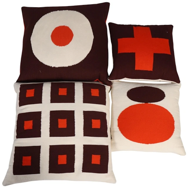 Jonathan Adler, 4 hand woven merino wool cushions, with pop ...