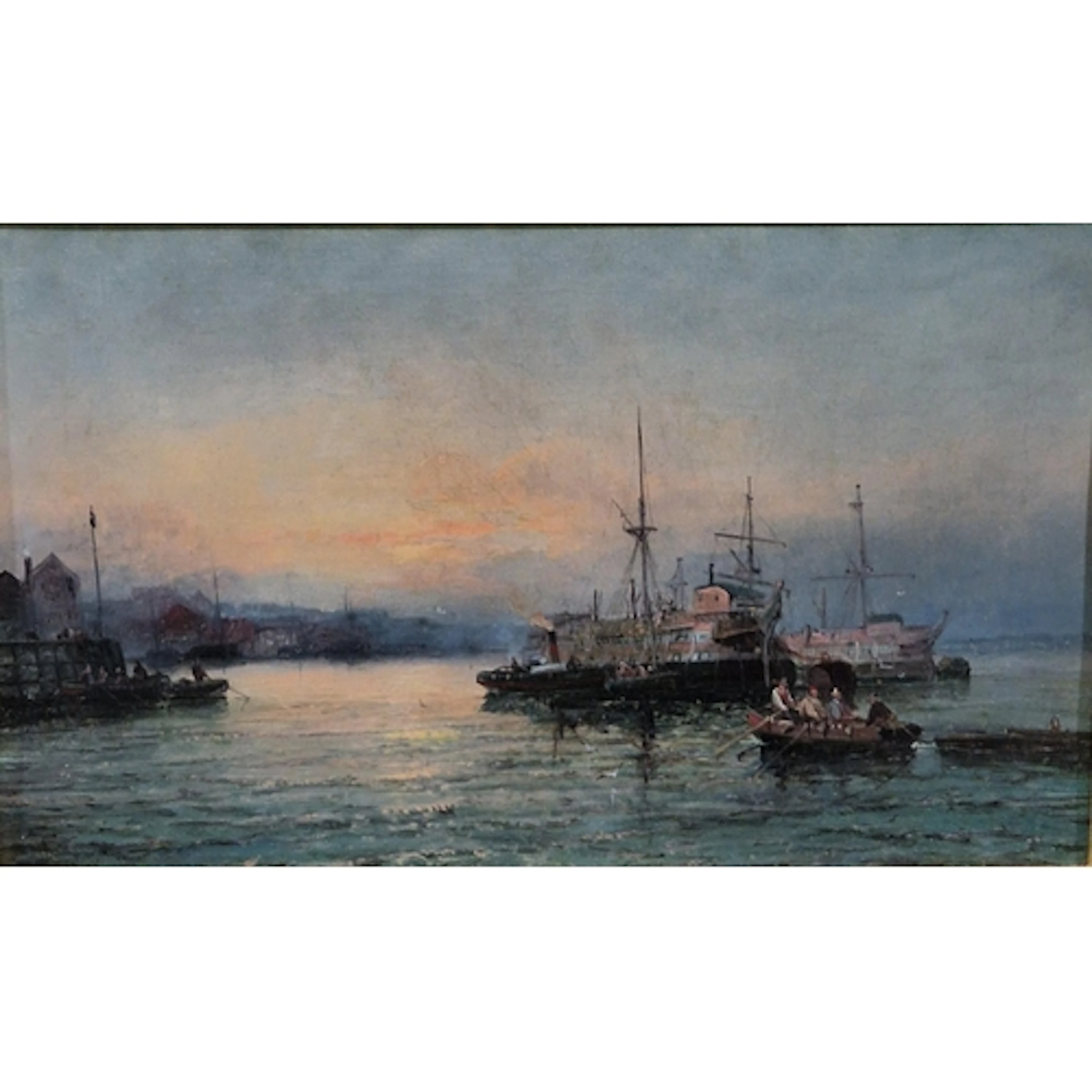 HUBERT THORNLEY (act. c. 1858-1898) A Harbour at Sunset, sig...