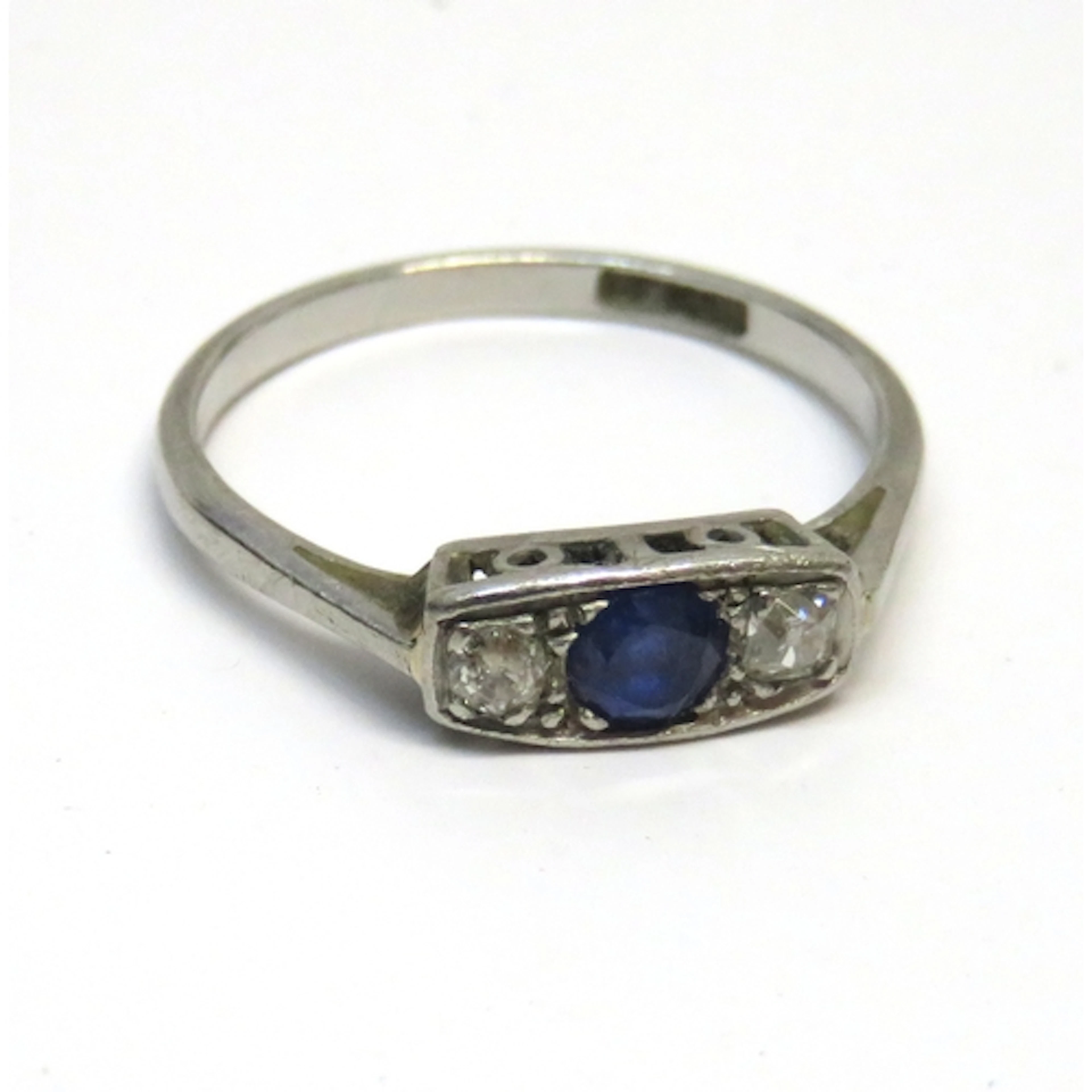 Small Art Deco platinum sapphire and diamond set three stone...