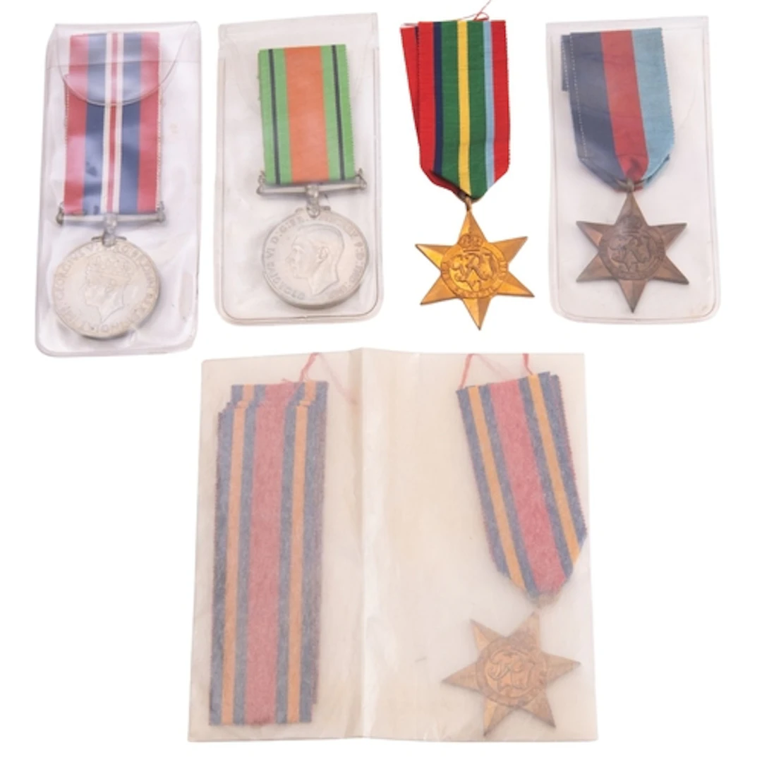 A collection of five British WWII Medals. Comprising the 193...