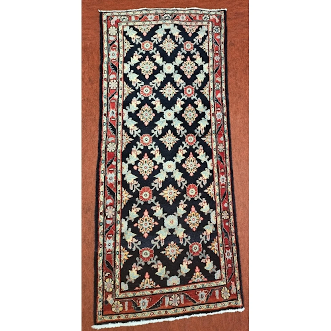 A deep Blue ground woven Persian village Rug with a bespoke ...