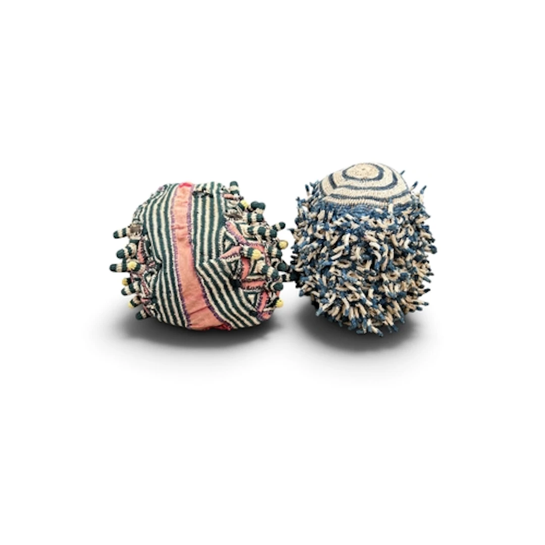 TWO BAMILEKE PRESTIGIOUS HATS FROM CAMEROON Approx 20cm Diam...