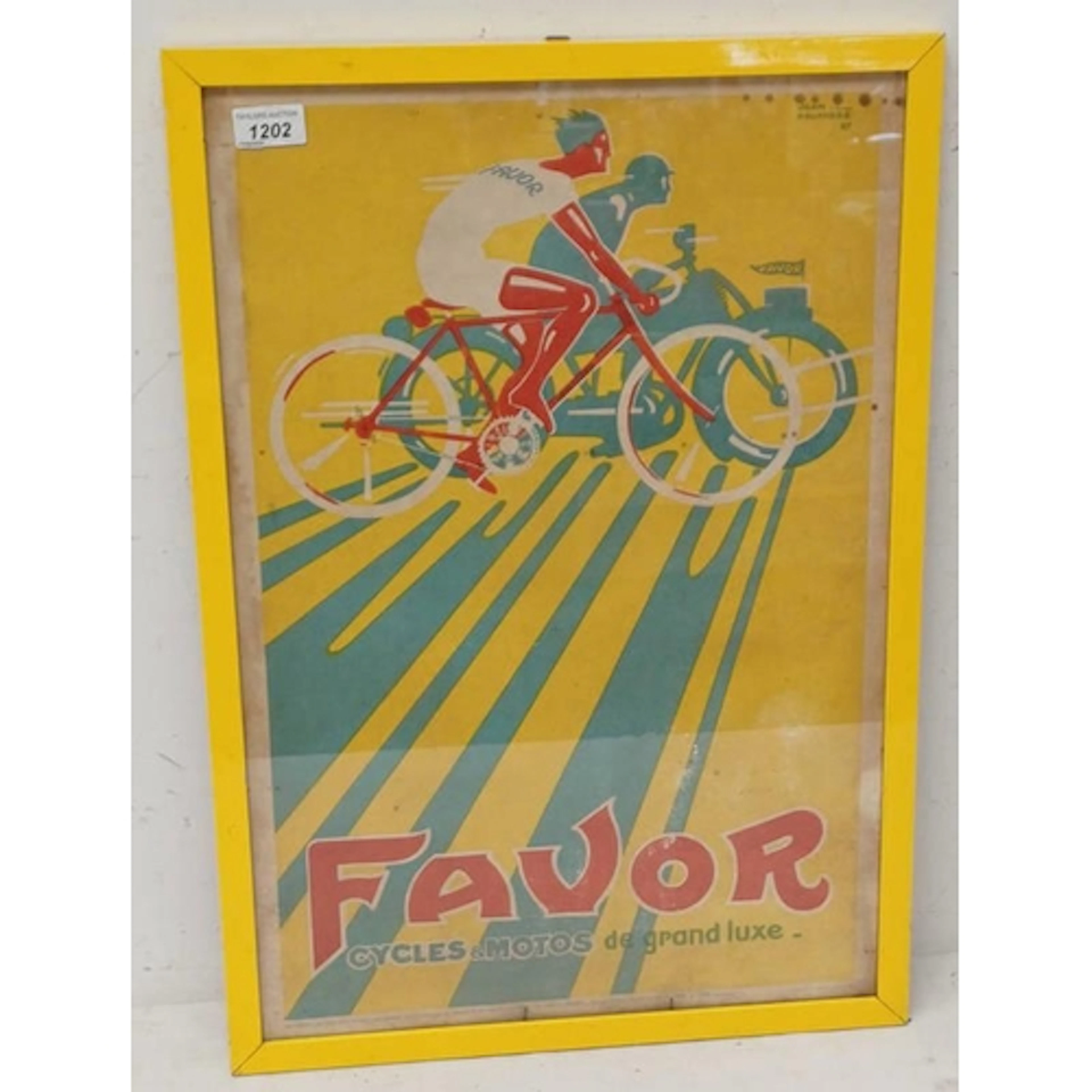 VINTAGE 1920'S FAVOR CYCLES & MOTOS DE GRANDE LUXE POSTER, 5...