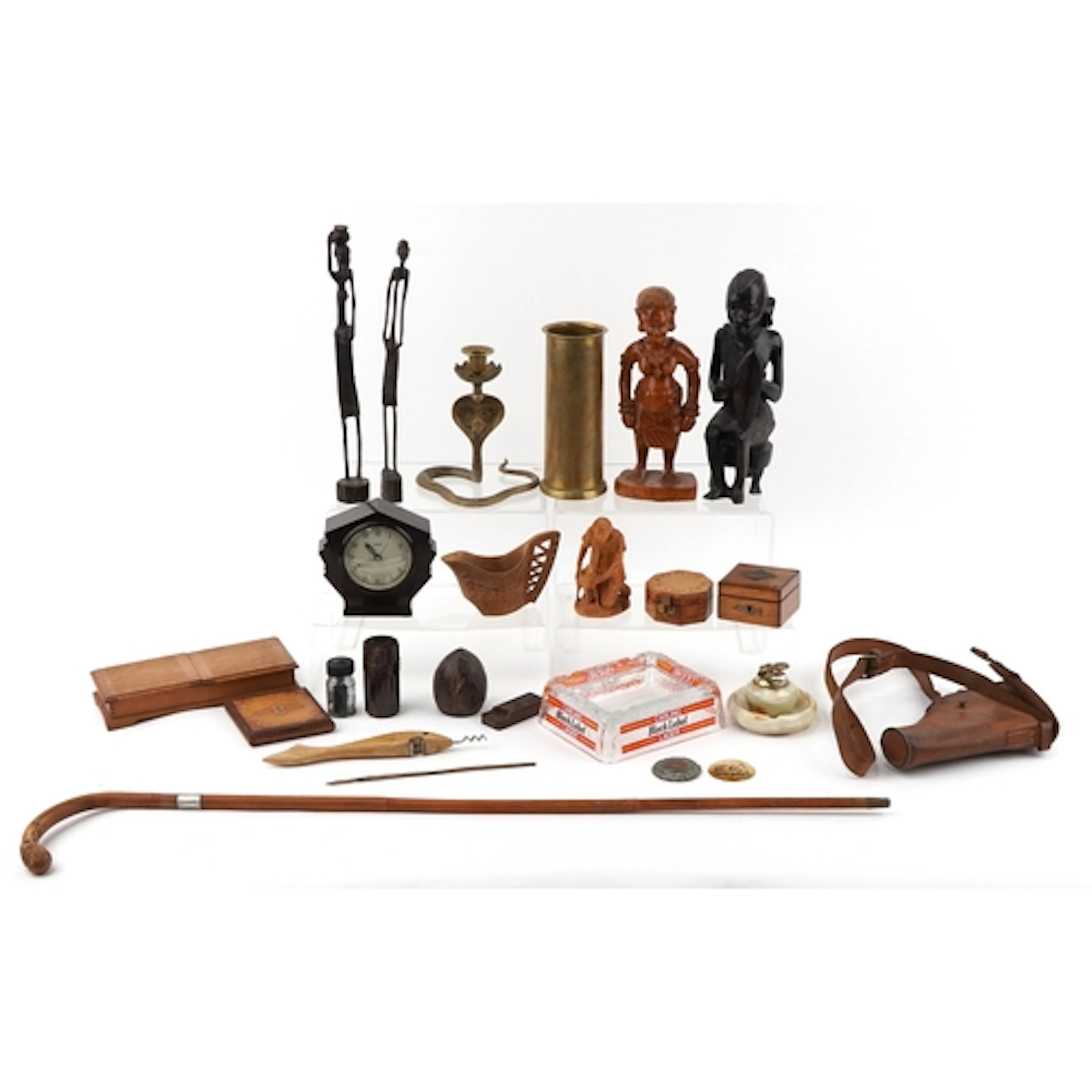 Sundry items including Middle Eastern carved wood figures, b...