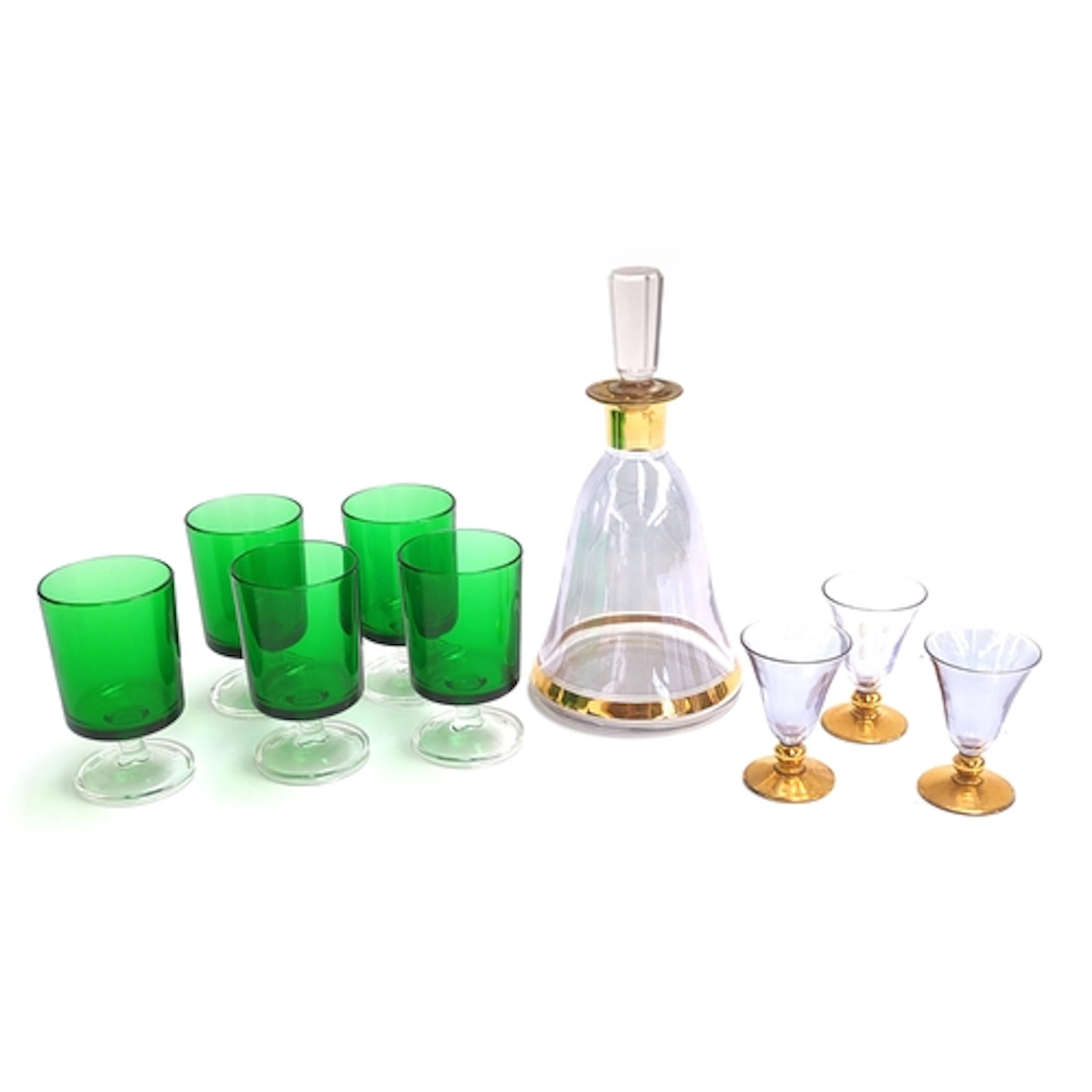 A collection of glass to include: handblown Moser style deca...