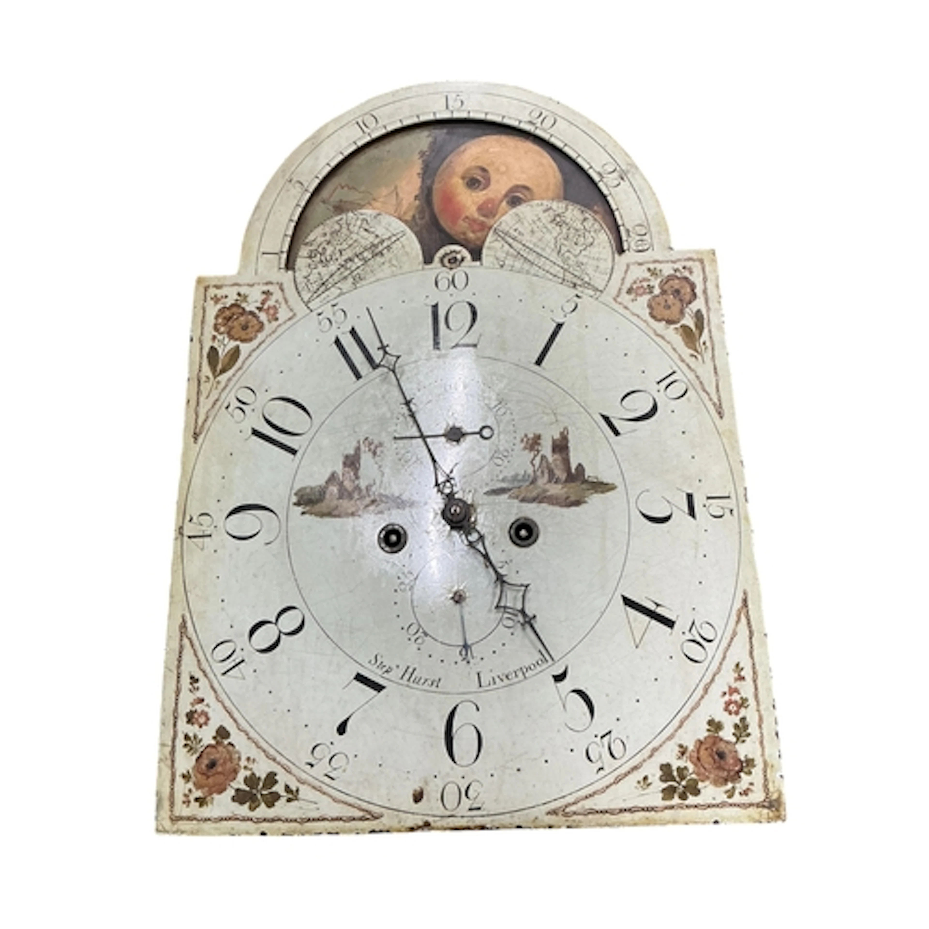 An early 19th moon dial longcase clock movement, width 36cm,...