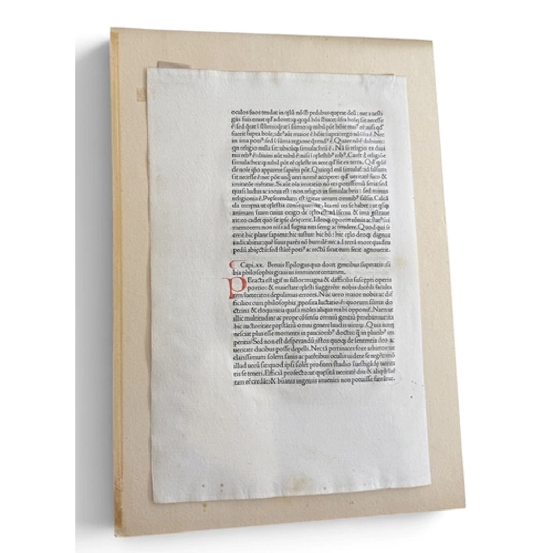 A SINGLE LEAF FROM LACTANTIUS FIRMIAMUS OPERA Printed by Joh...