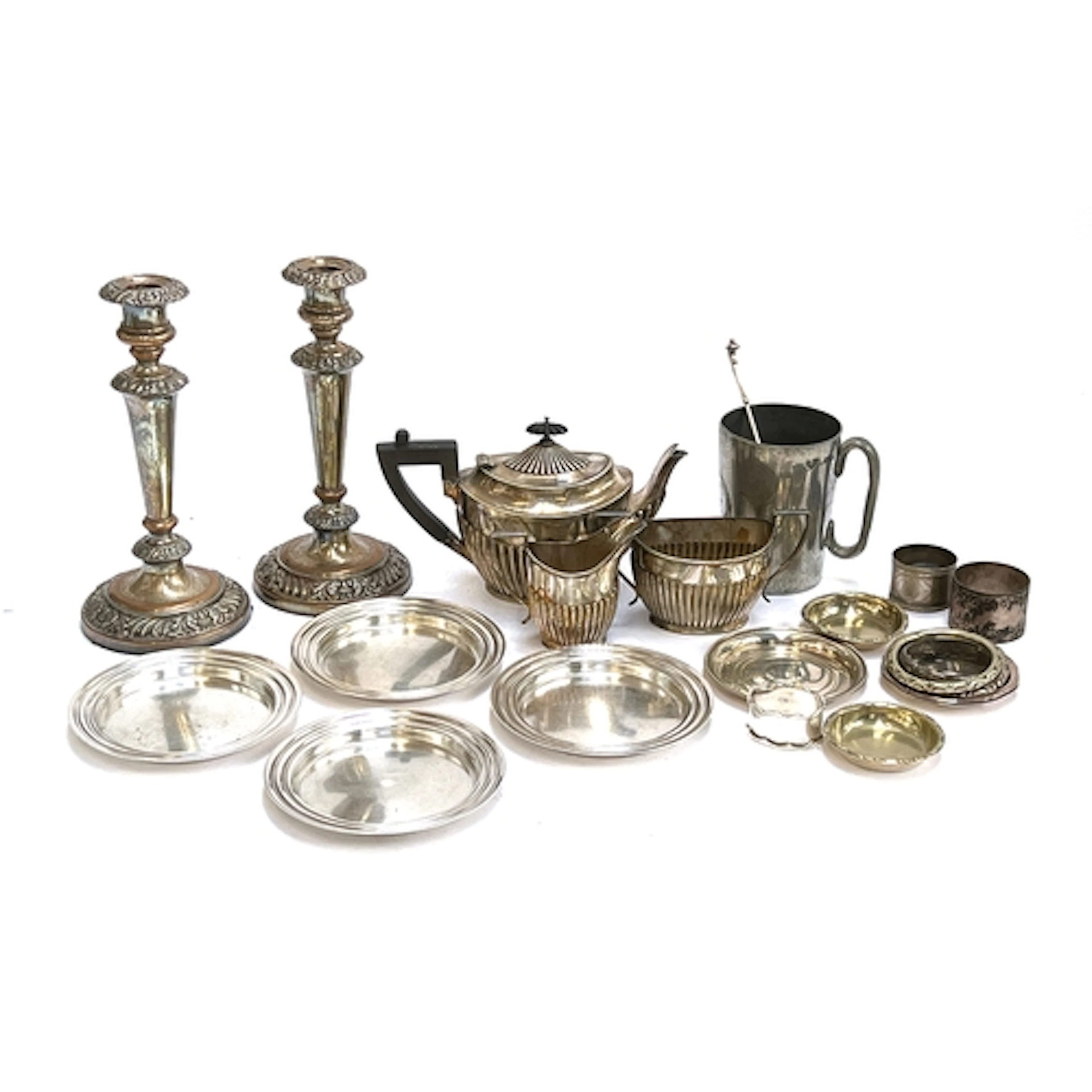 A mixed lot of plated wares to include a set of four Christo...