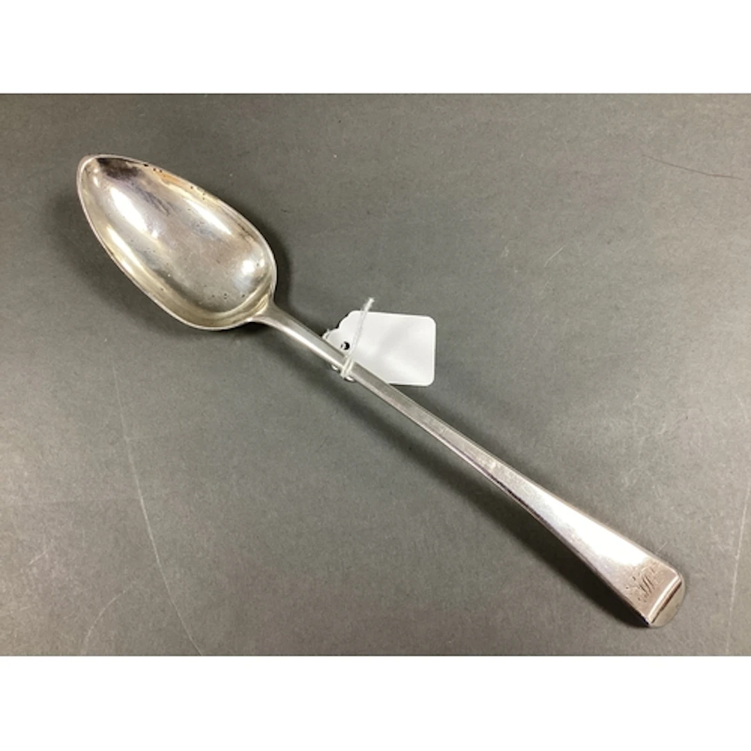 A Georgian Hallmarked Silver Old English Pattern Basting Spo...