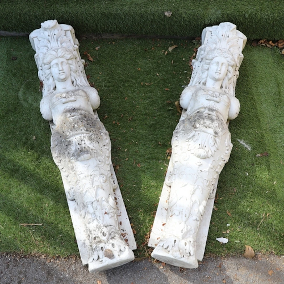 A PAIR OF 18TH CENTURY ITALIAN CARVED MARBLE FIREPLACE JAMBS...