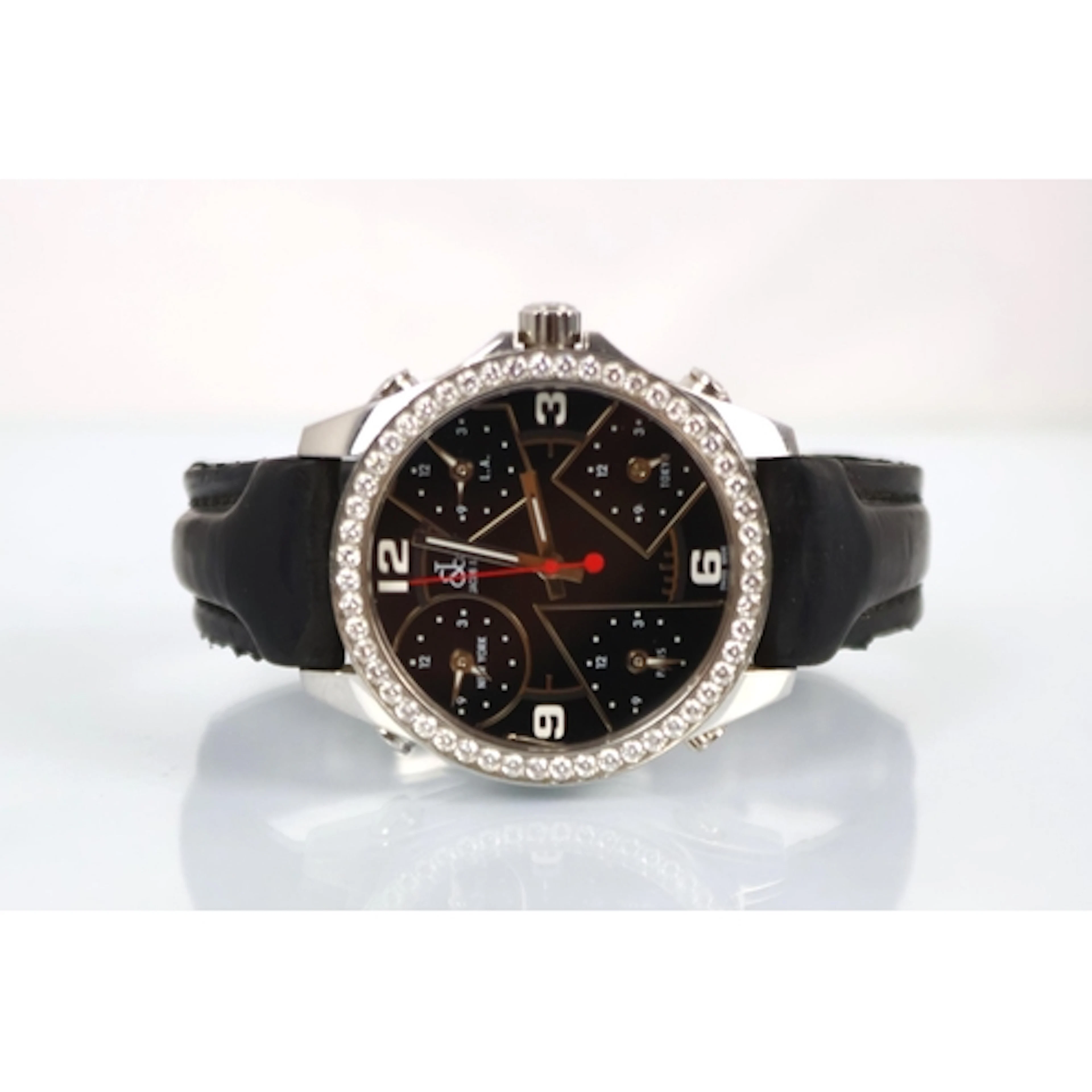 A Jacob and Co stainless steel and diamond set five time zon...
