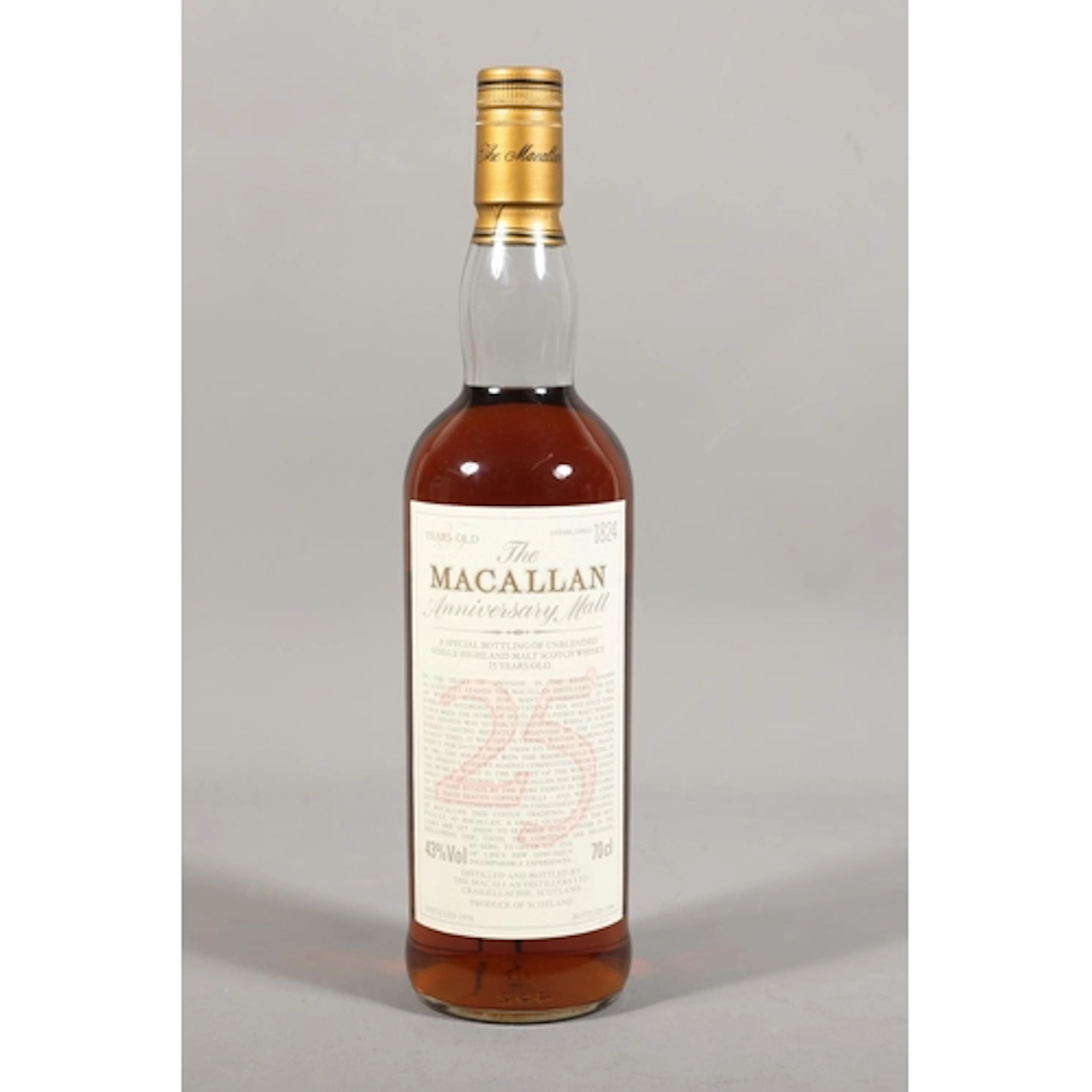THE MACALLAN Anniversary Malt 1974 25 year old Highland sing...